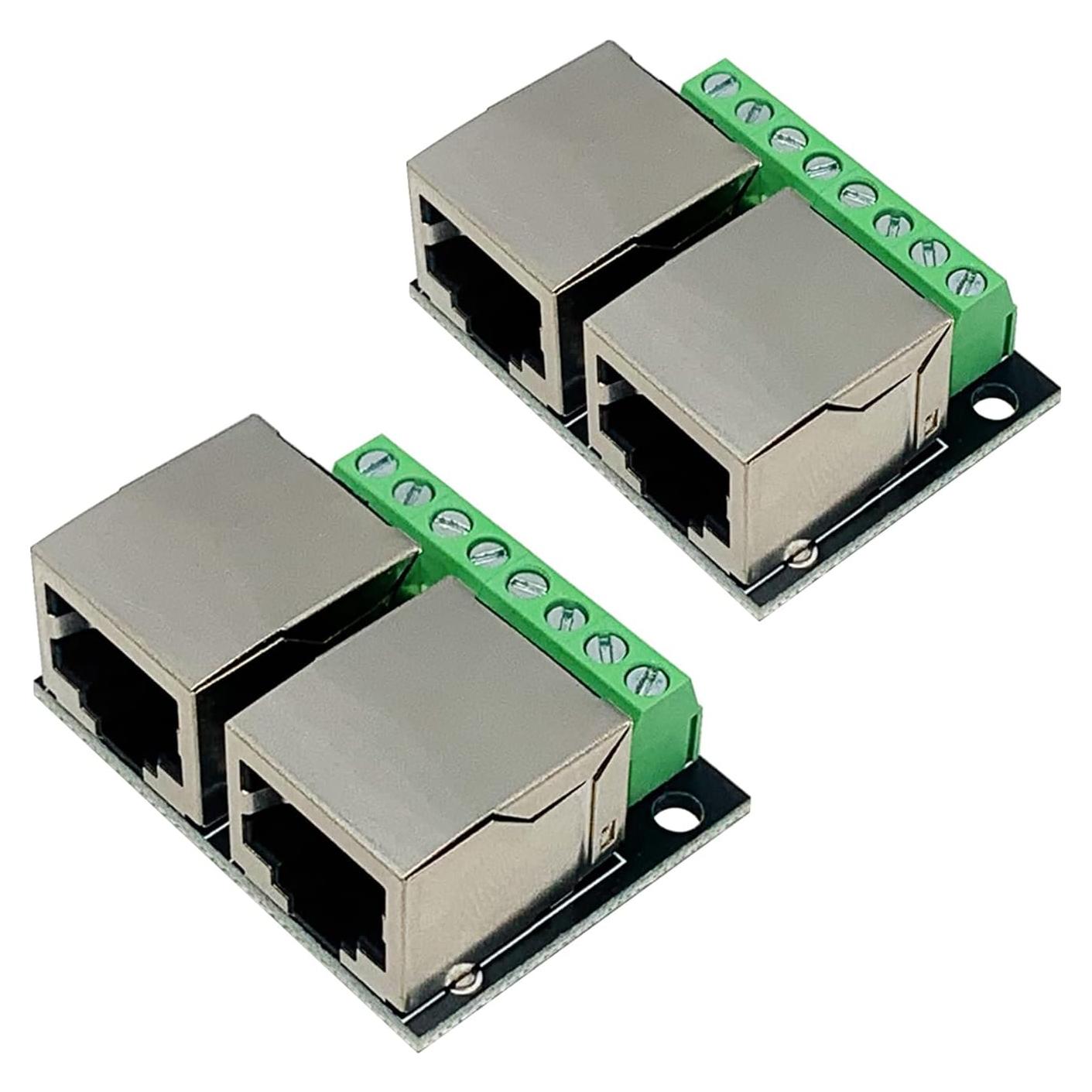 Placa de Desglose RJ45 Doble Puerto Teansic 8P8C 2 Pcs