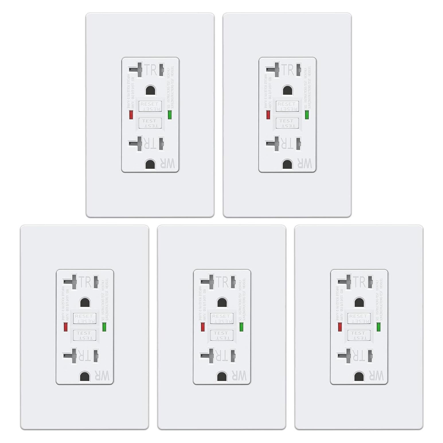 ELECTECK 5 Enchufes GFCI 20A Resistente a la Intemperie
