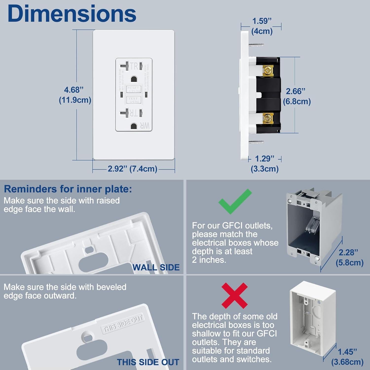 ELECTECK 5 Enchufes GFCI 20A Resistente a la Intemperie