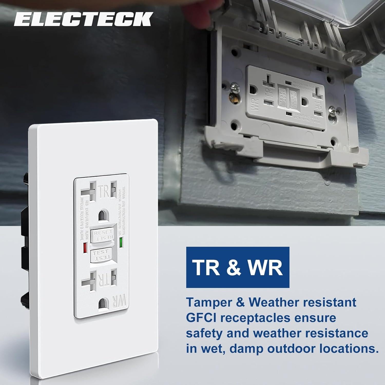 ELECTECK 5 Enchufes GFCI 20A Resistente a la Intemperie