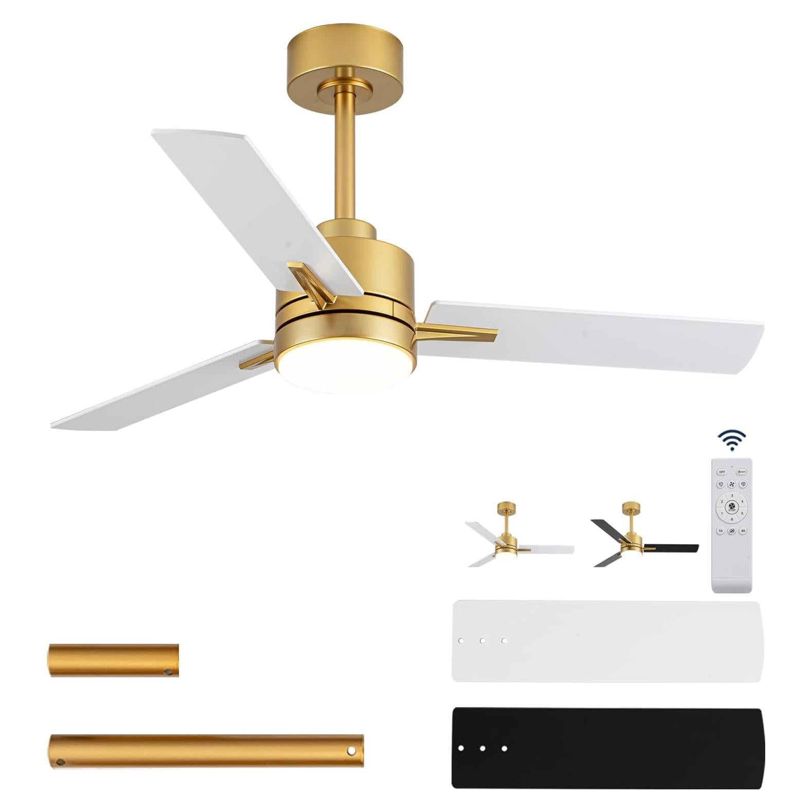 Ventilador de Techo 106.68cm LANMEL Dorado con Luces y Control Remoto