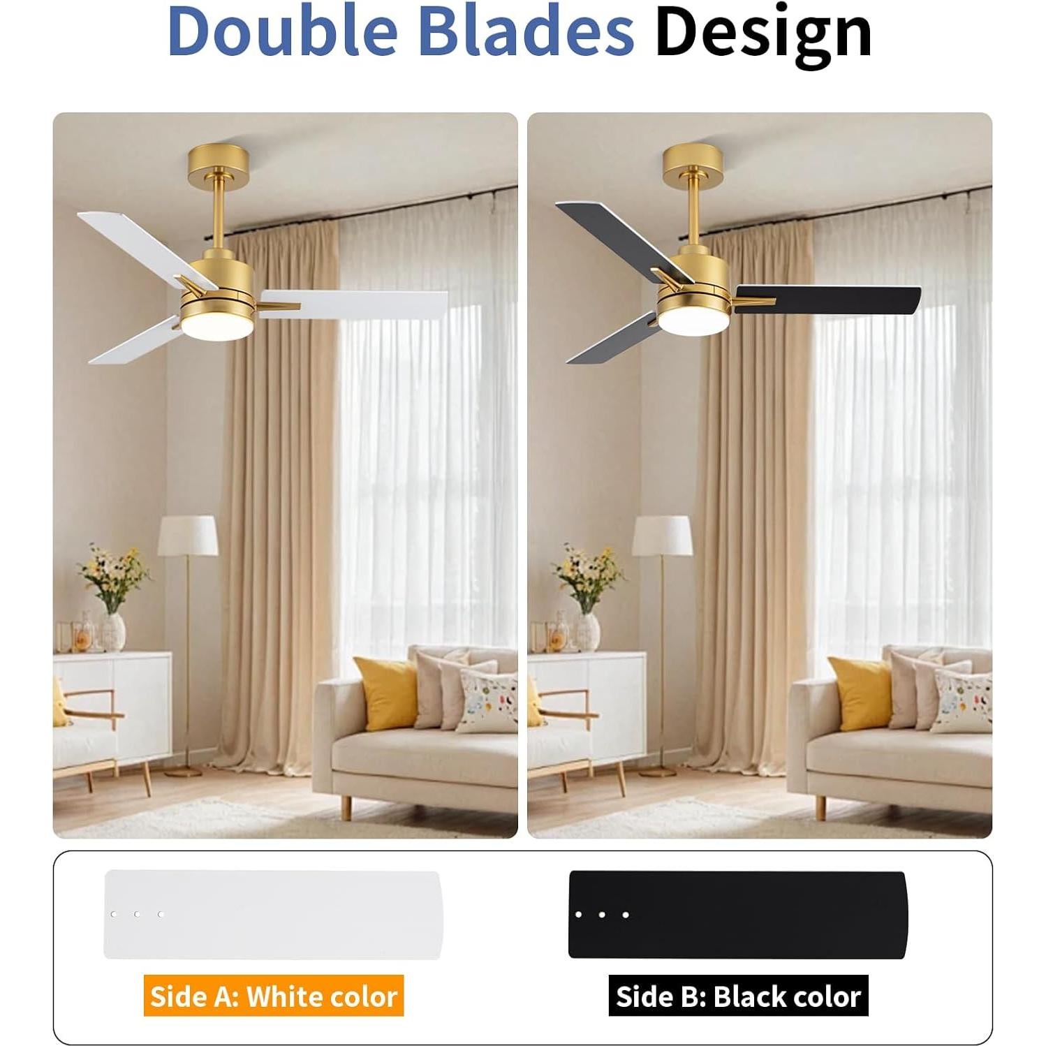 Ventilador de Techo 106.68cm LANMEL Dorado con Luces y Control Remoto