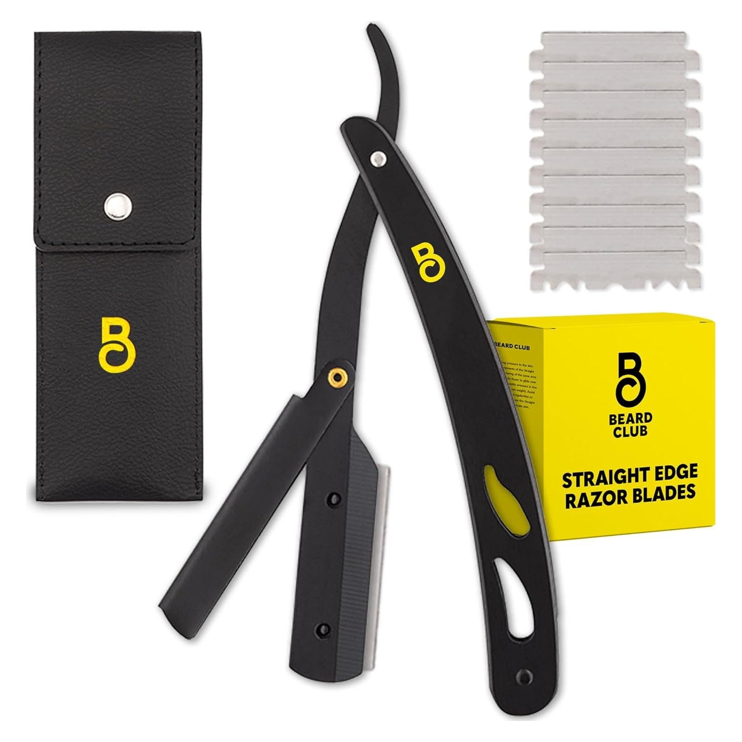 Navaja Recta The Beard Club con 10 Cuchillas de Acero Inoxidable