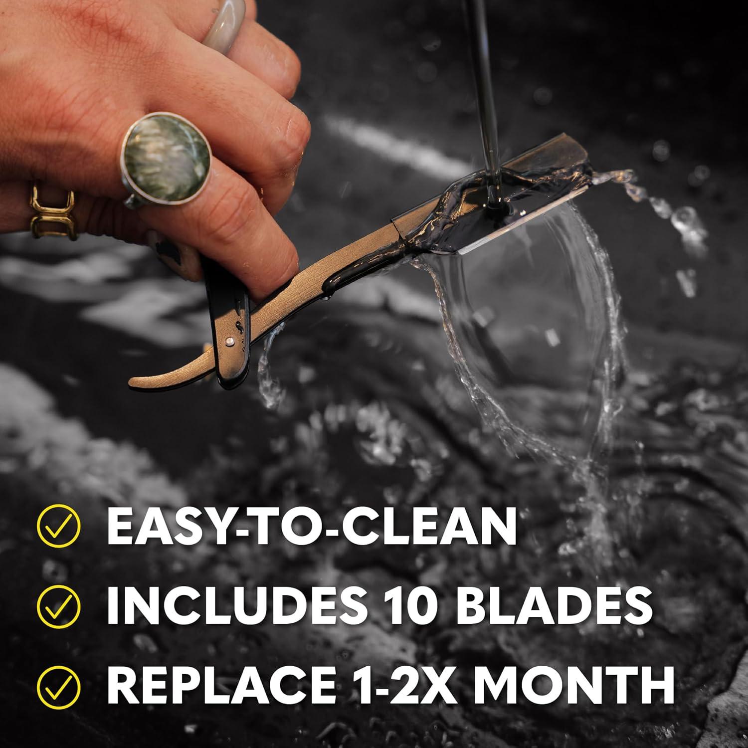 Navaja Recta The Beard Club con 10 Cuchillas de Acero Inoxidable