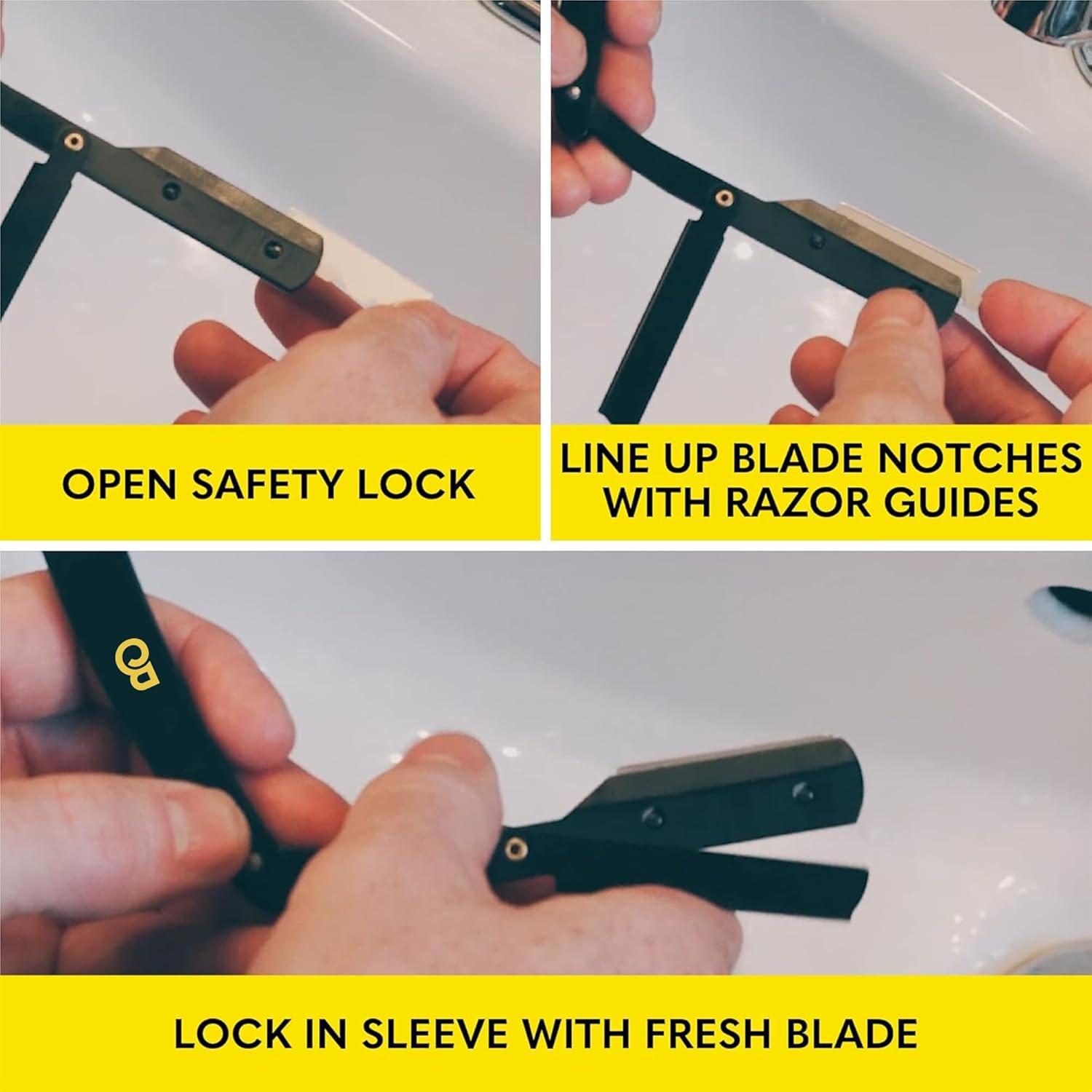 Navaja Recta The Beard Club con 10 Cuchillas de Acero Inoxidable