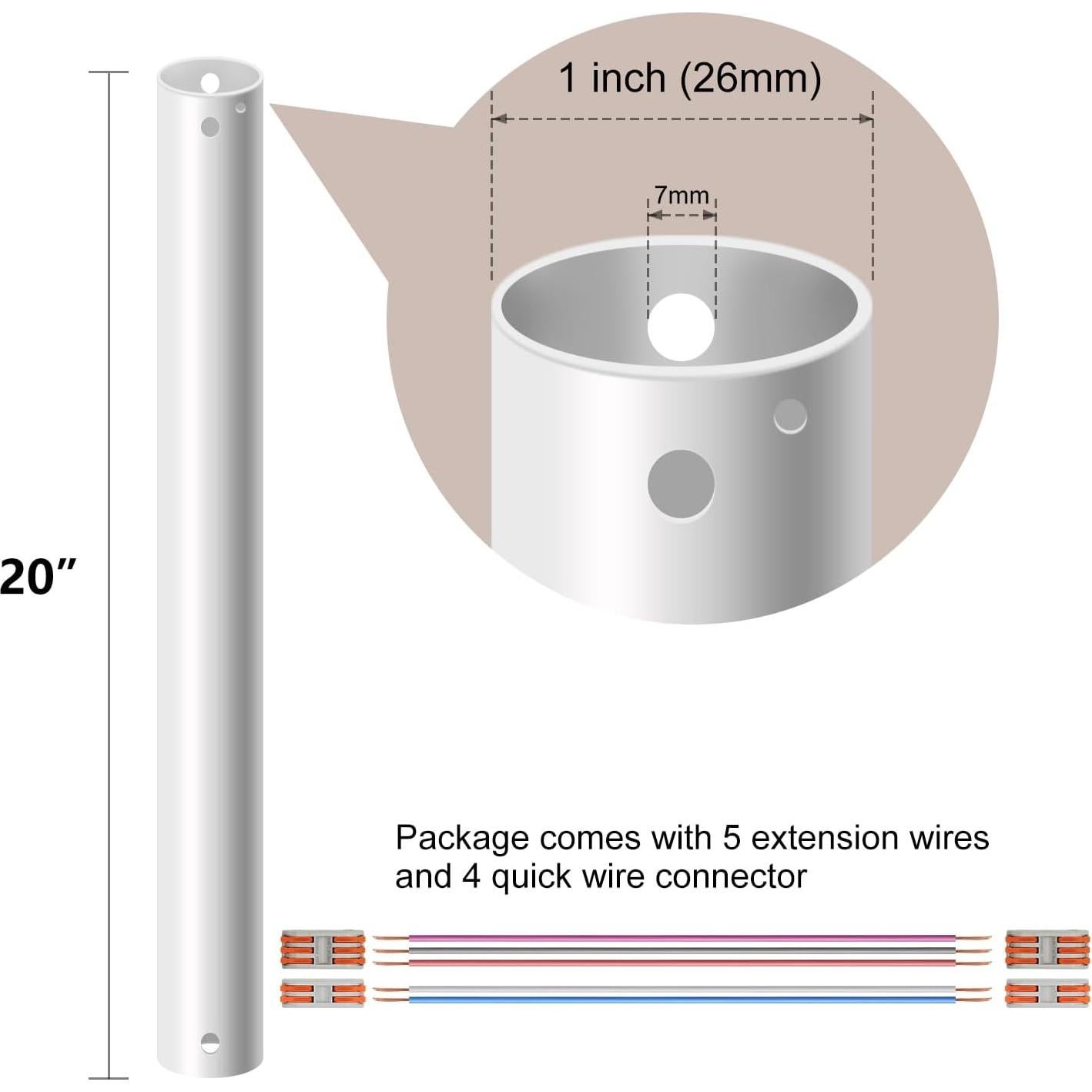 Barra de extensión 50.8 cm FXZZ para ventilador de techo