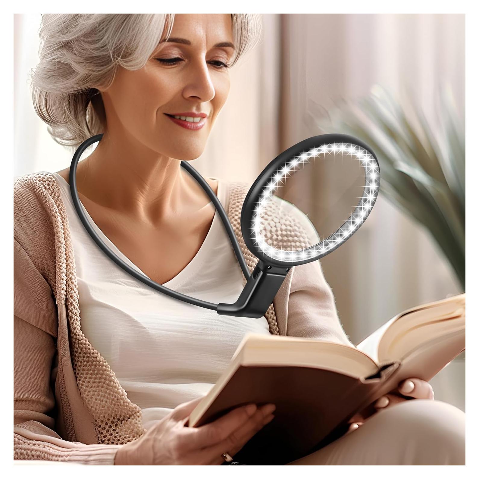 Lupa recargable 10X GABORISH con luz LED y cuello flexible