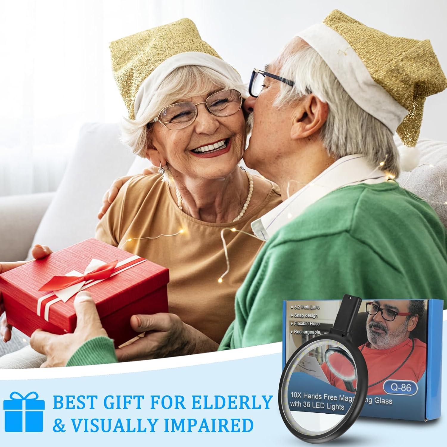 Lupa recargable 10X GABORISH con luz LED y cuello flexible