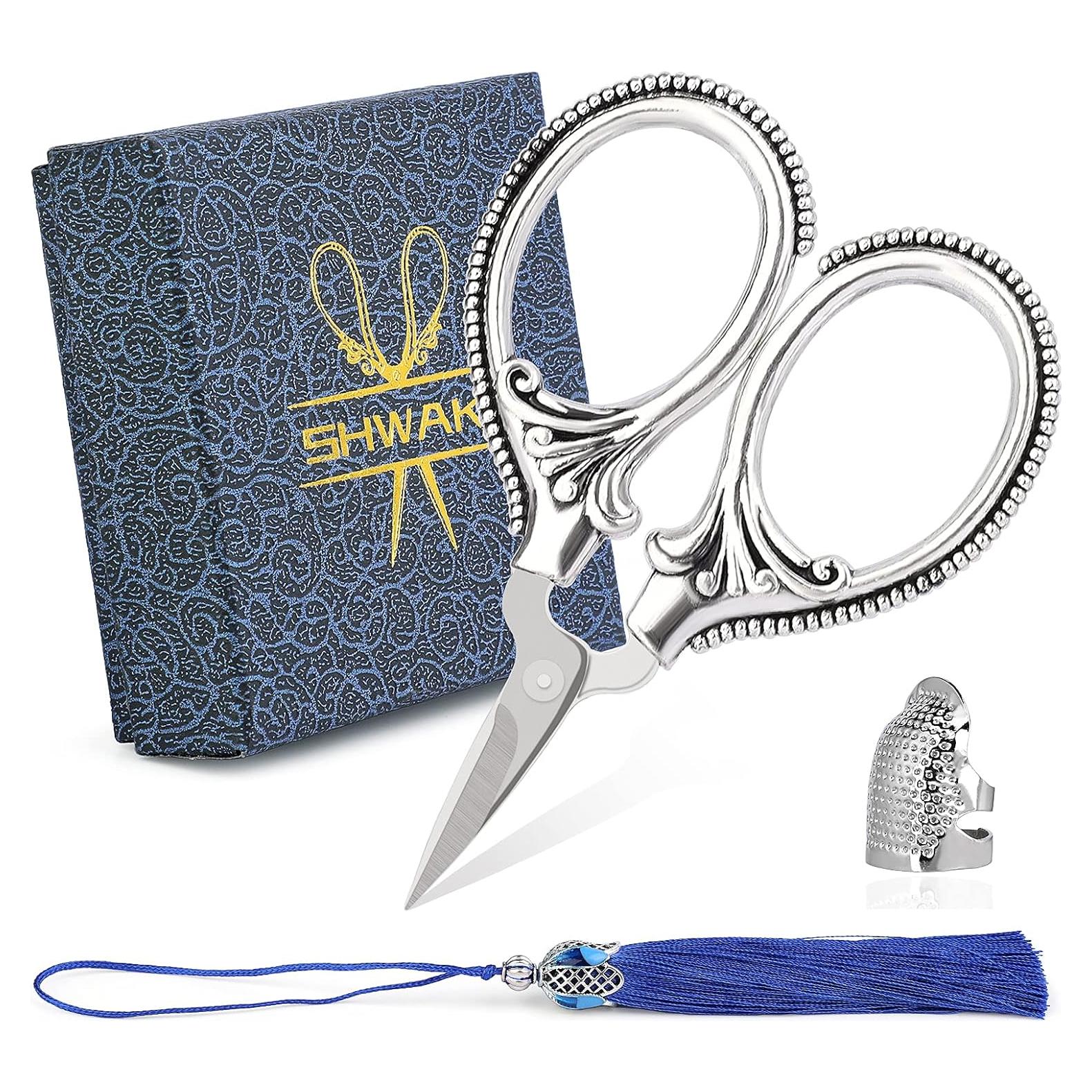 Tijeras de Bordado SHWAKK Vintage 8.89 cm Flores Plateadas