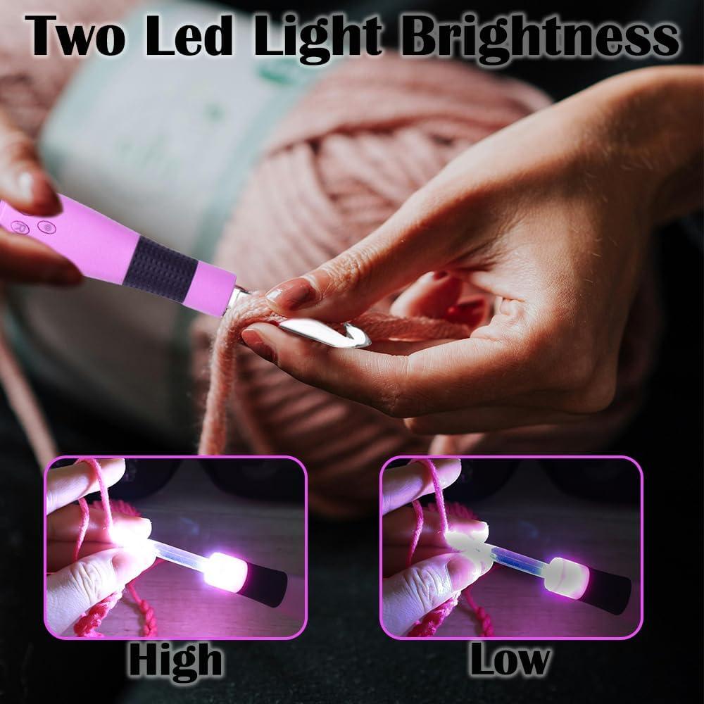 Ganchos de Crochet Digitales Lewhoo 17 Piezas 2.5-14mm LED