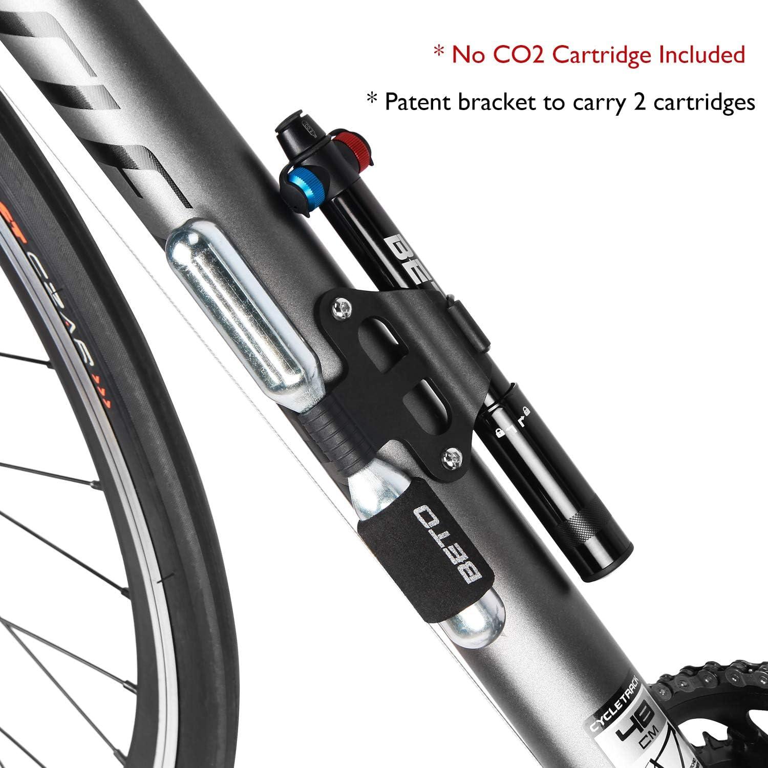 Bomba de bicicleta Beto CO2 y manual, 80g, cabezal doble