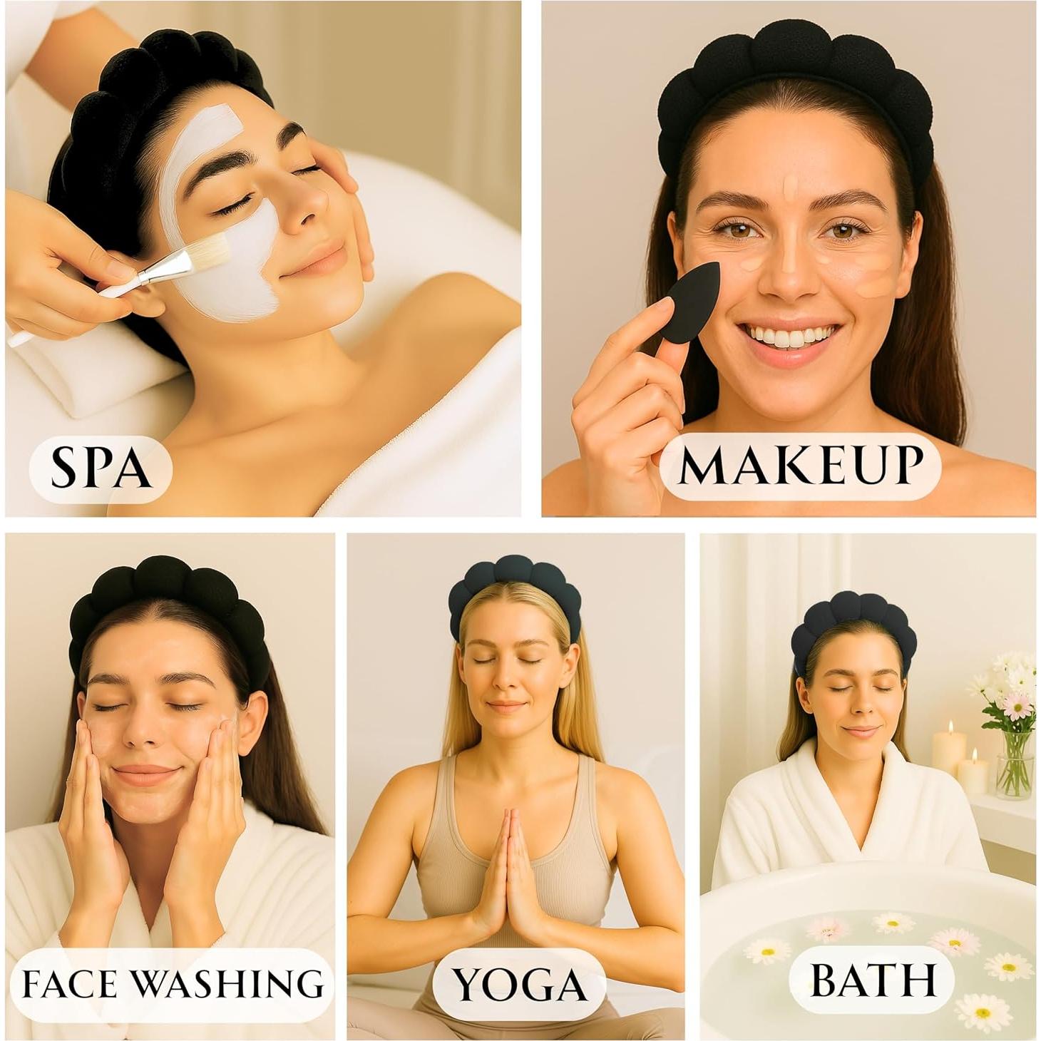 Diadema de Cuidado de la Piel 2 Orchids - Tela de Toalla Negra