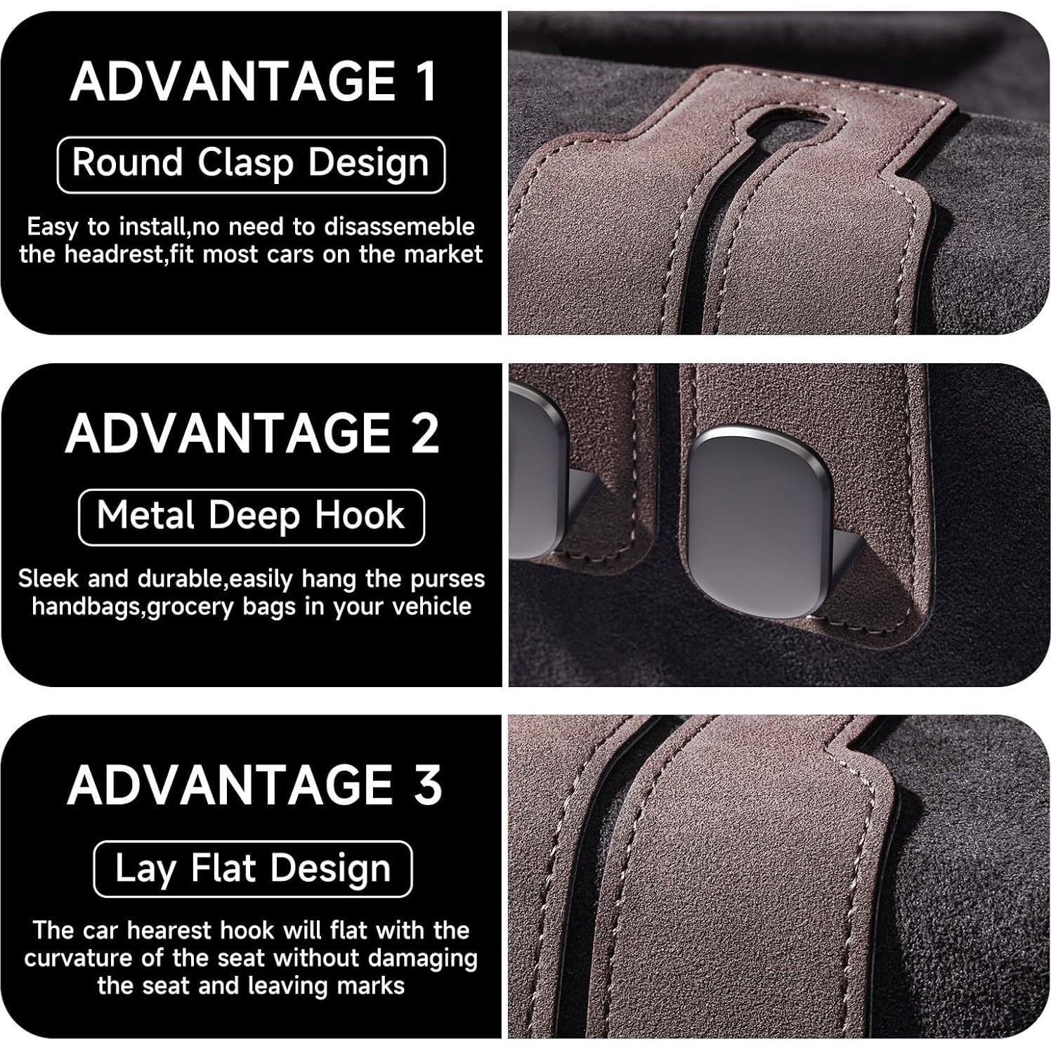 Ganchos para bolso de coche Zuxiaoyaya - 2 paquetes negros