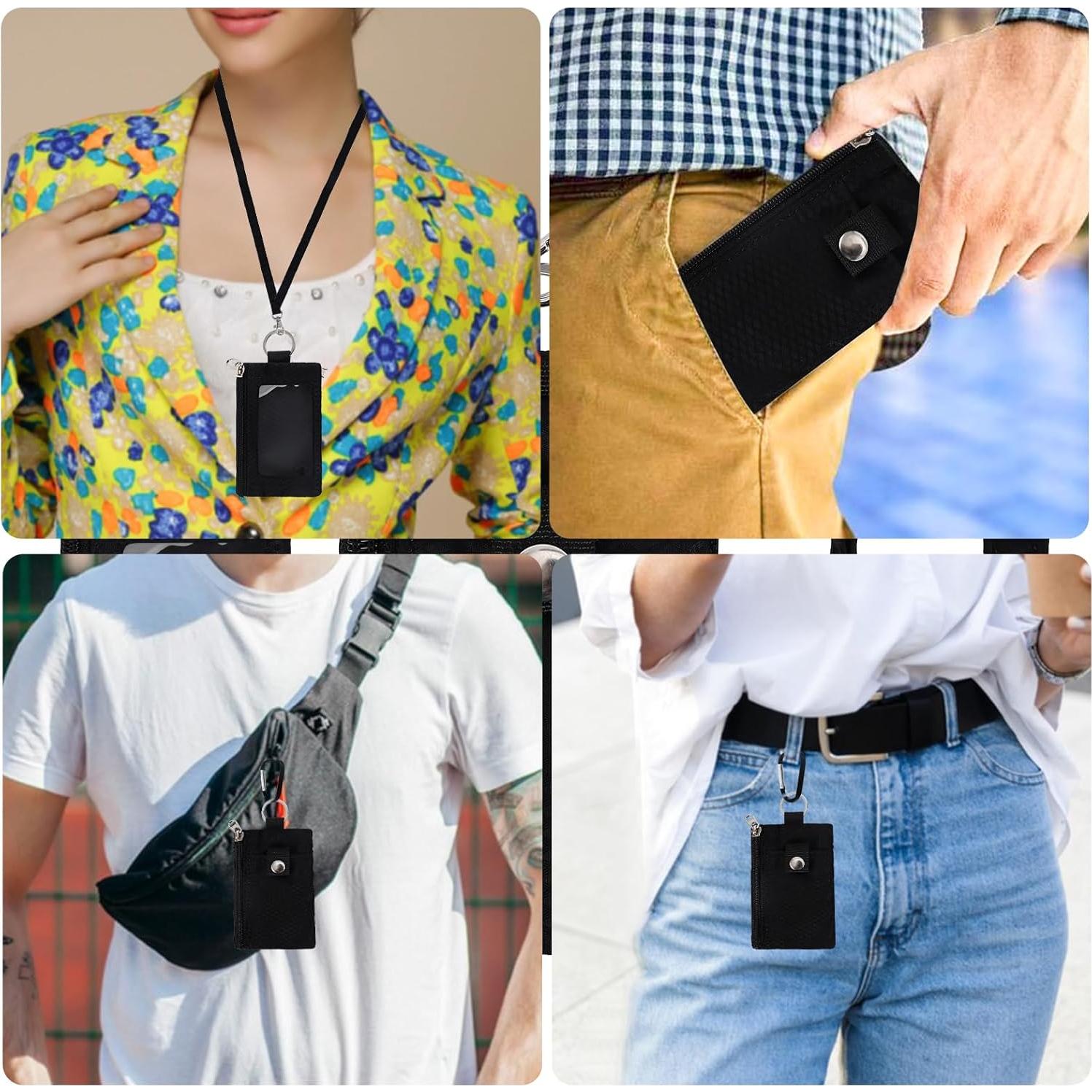 Cartera Pequeña MASAPHIL con Lanyard y Bloqueo RFID - Negro