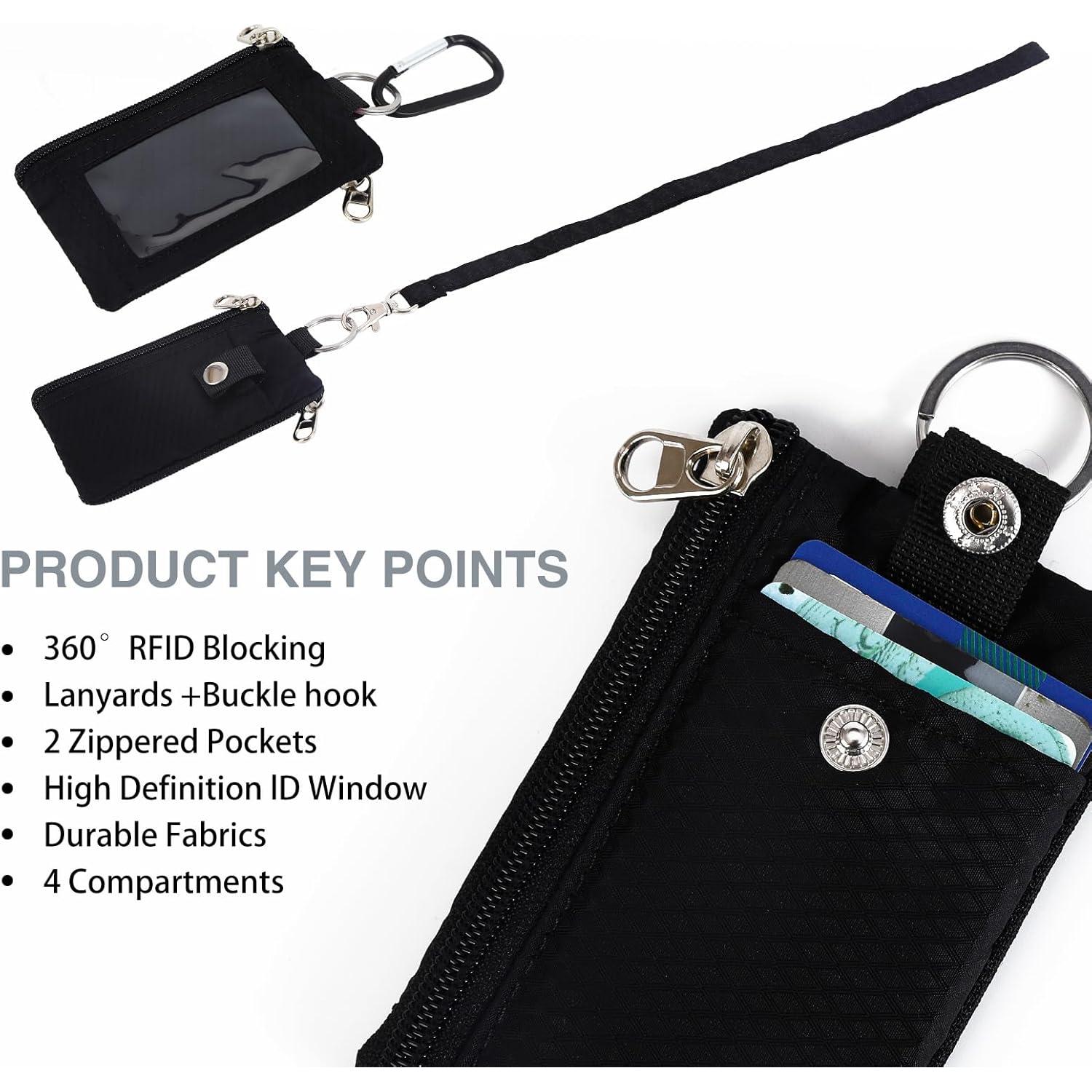Cartera Pequeña MASAPHIL con Lanyard y Bloqueo RFID - Negro