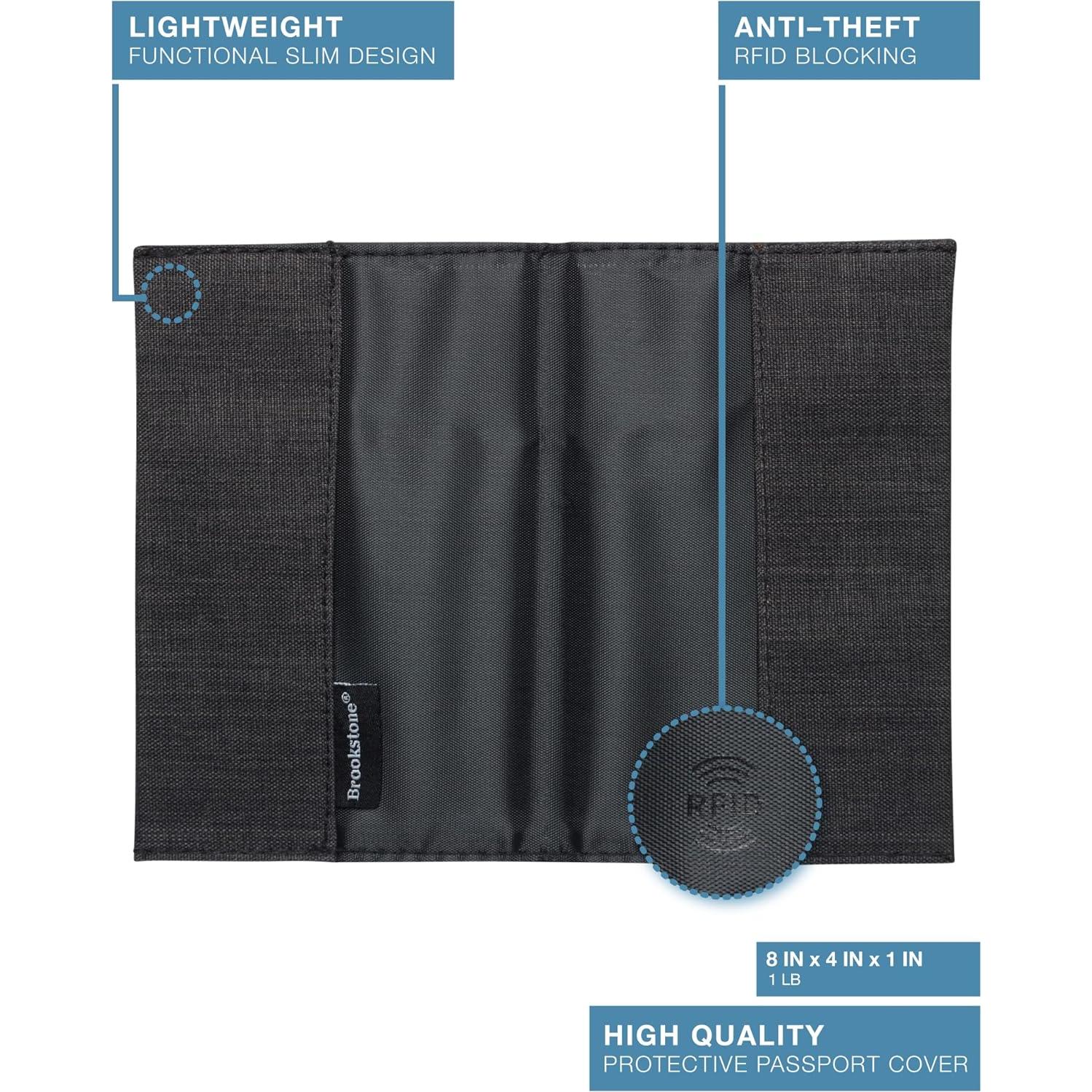 Funda de Pasaporte Antirrobo Brookstone con Bloqueo RFID Negra