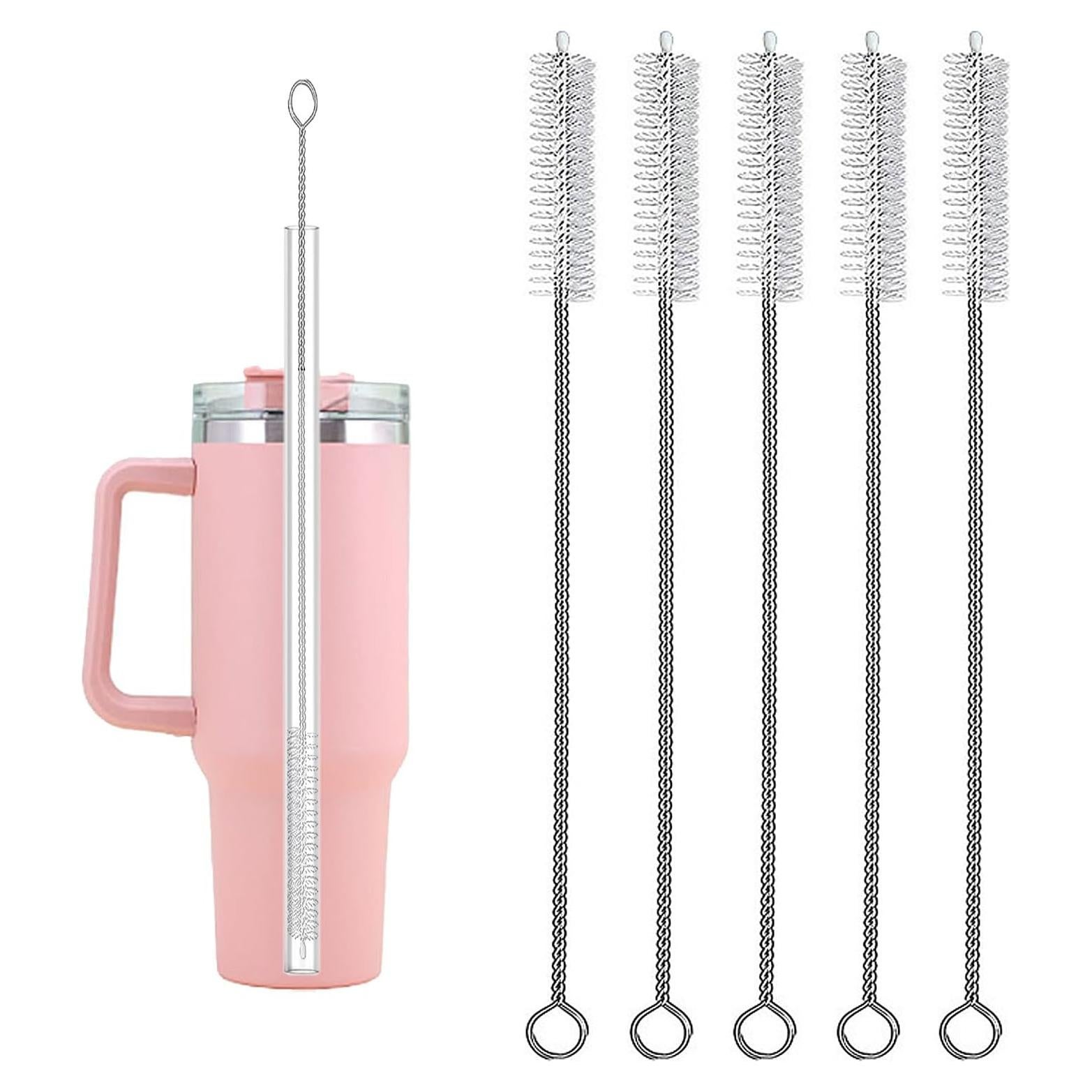 Straw Cleaner Brush for Stanley, 8 inch Straw Cleaner for 40/30/20 oz Stanley Mug, Long Straw Brush for Stanley Mug 40 oz, Reusable Pipe Tube Cleaner (5pcs)