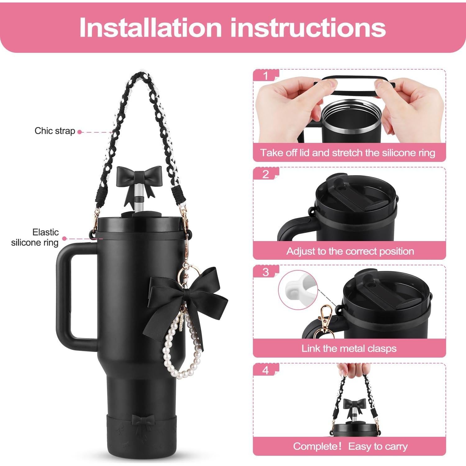 Conjunto de Accesorios RONGFY para Stanley Cup - Negro, 8 Piezas