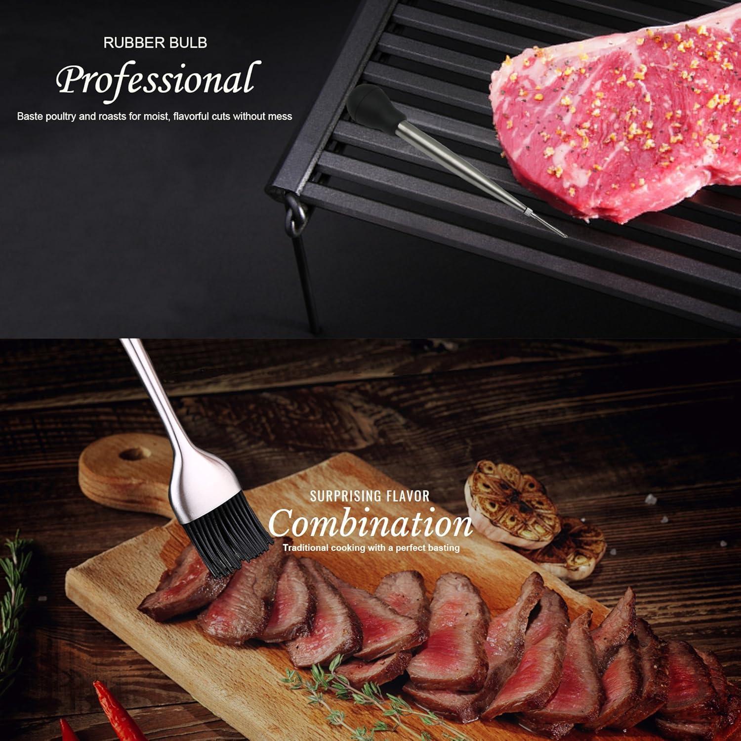 Set de Baster de Pavo KAYCROWN Acero Inoxidable con Brocha y Agujas