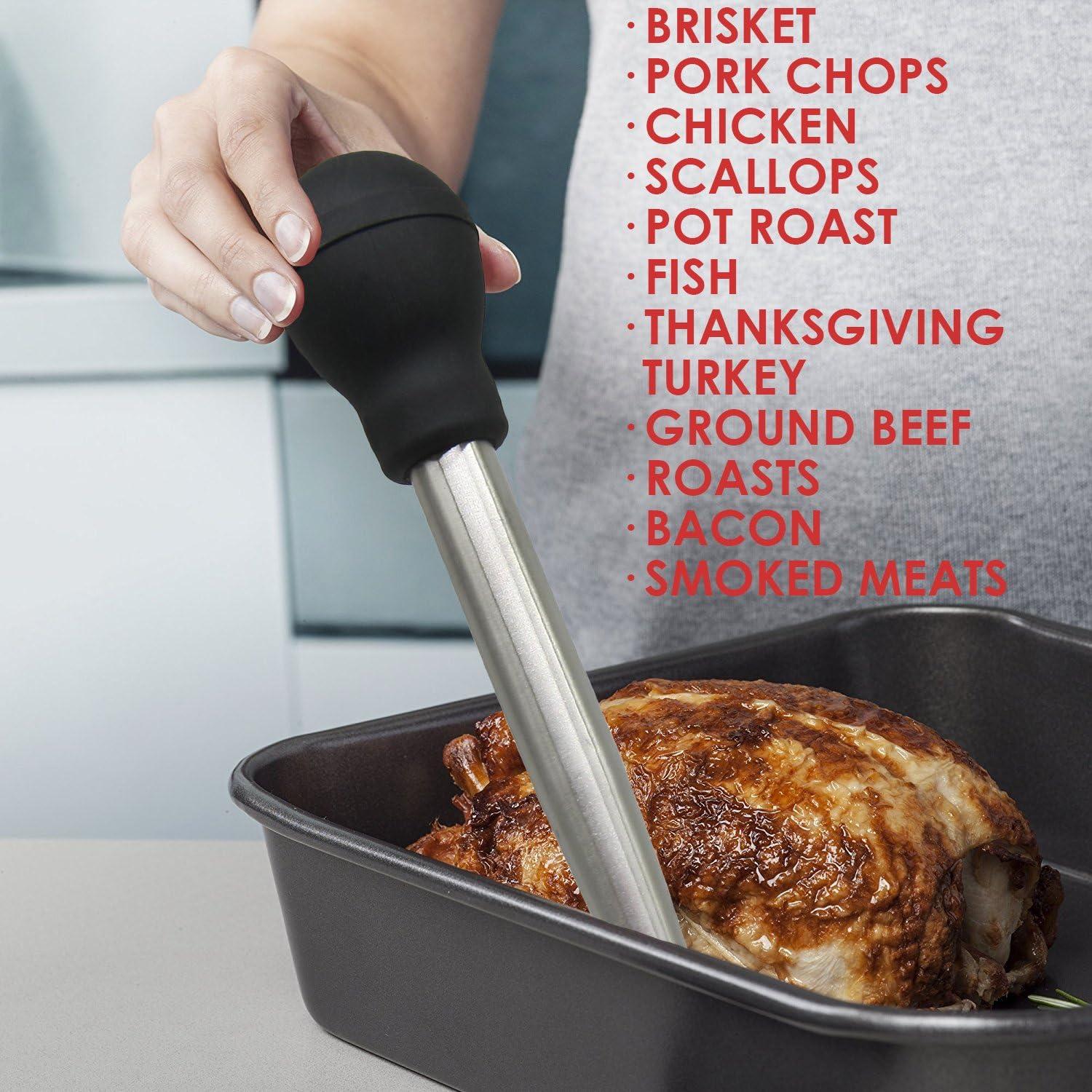 Set de Baster de Pavo KAYCROWN Acero Inoxidable con Brocha y Agujas