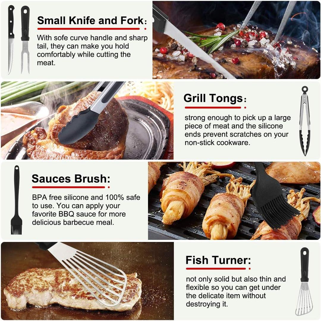 Kit de Accesorios para Parrilla Yekale 135 Piezas Acero Inoxidable