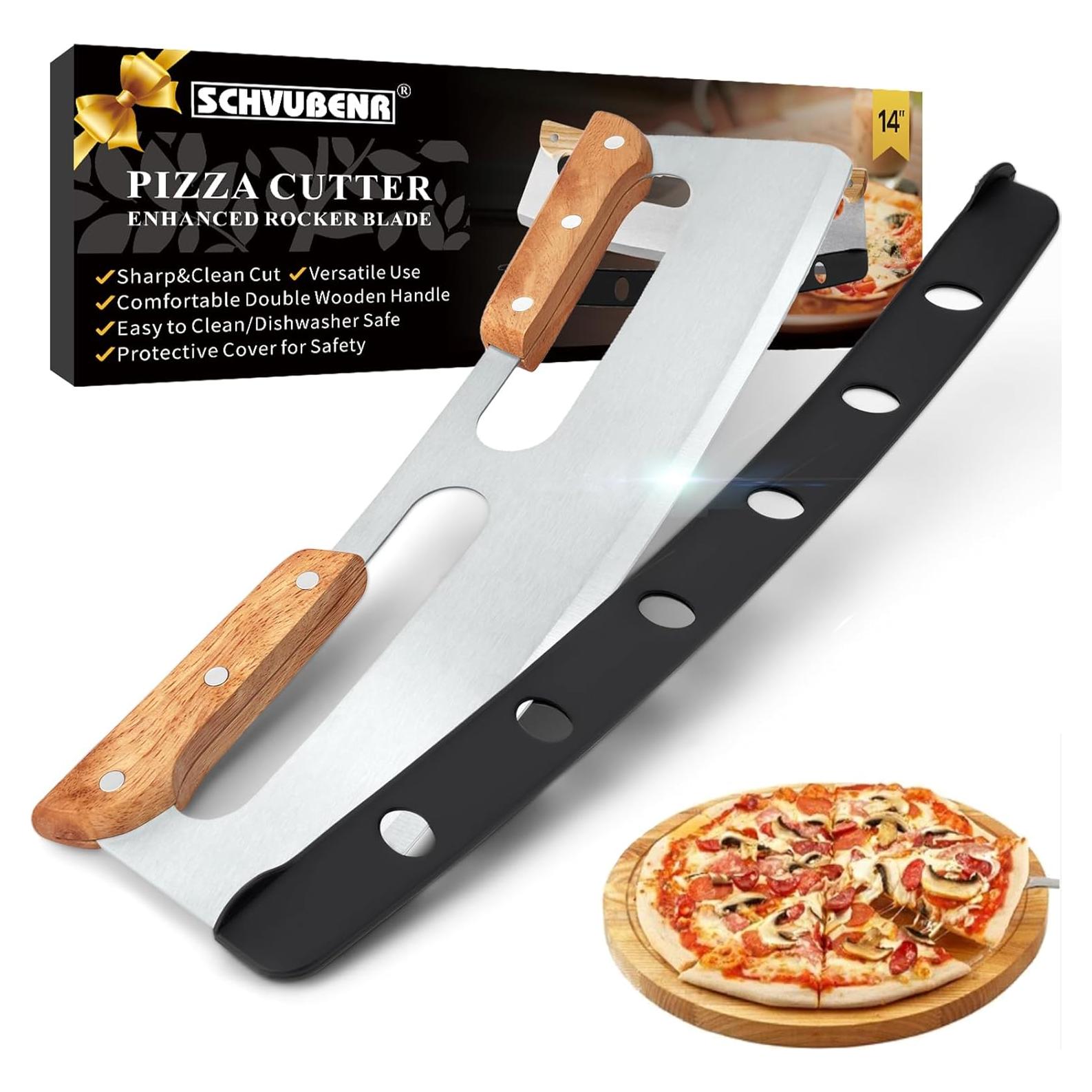 Cortador de Pizza SCHVUBENR 35.5 cm Acero Inoxidable Mango Madera