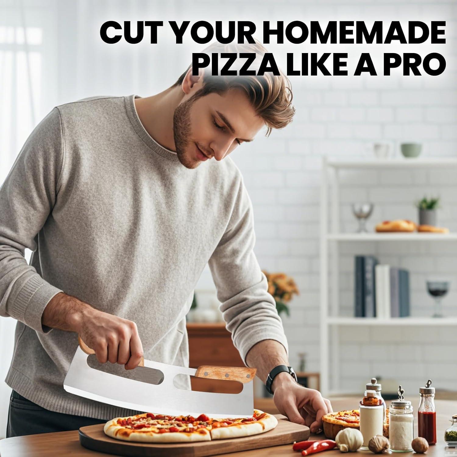 Cortador de Pizza SCHVUBENR 35.5 cm Acero Inoxidable Mango Madera