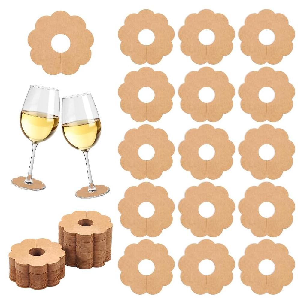 150 Etiquetas de Vino de Papel FINGERINSPIRE Flor 7cm Burlywood