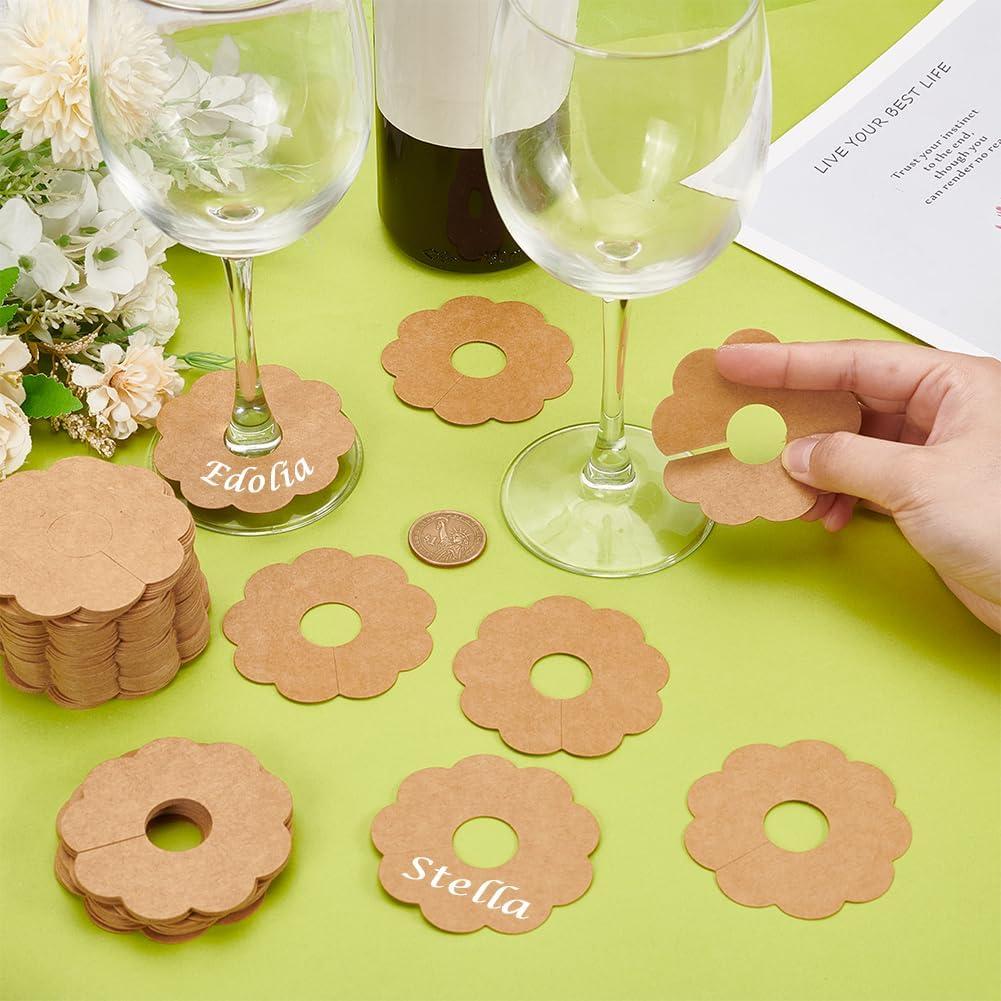 150 Etiquetas de Vino de Papel FINGERINSPIRE Flor 7cm Burlywood