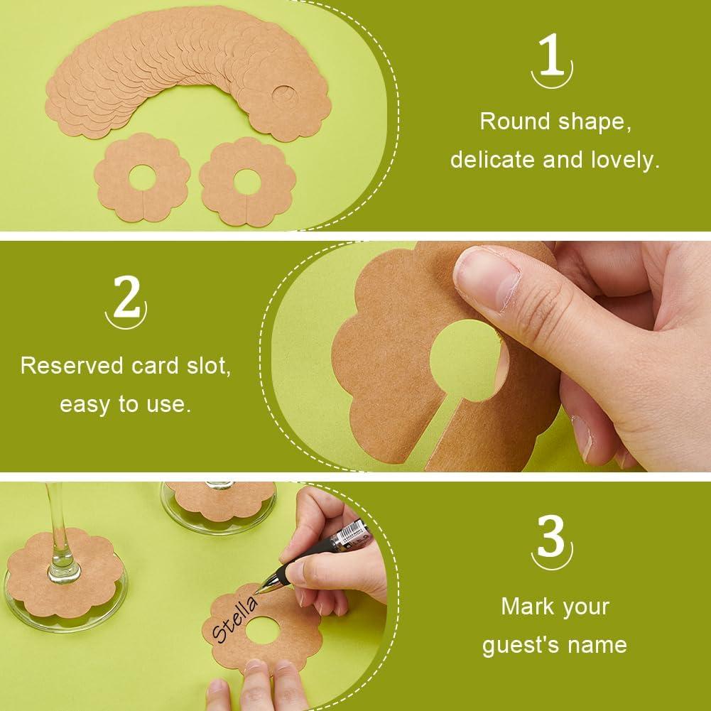 150 Etiquetas de Vino de Papel FINGERINSPIRE Flor 7cm Burlywood