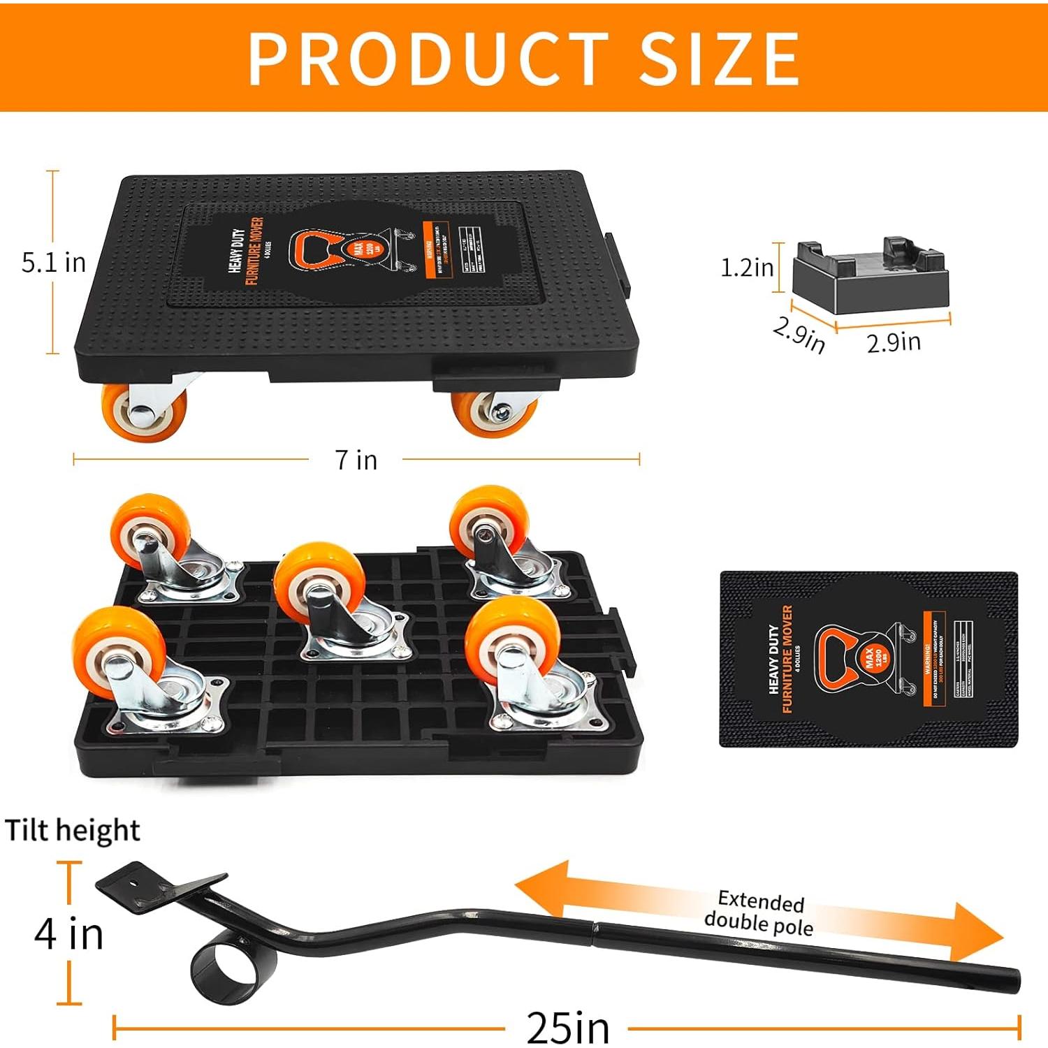 Juego de Herramientas para Levantar Muebles ALIKZO 544 kg 4 Paquete