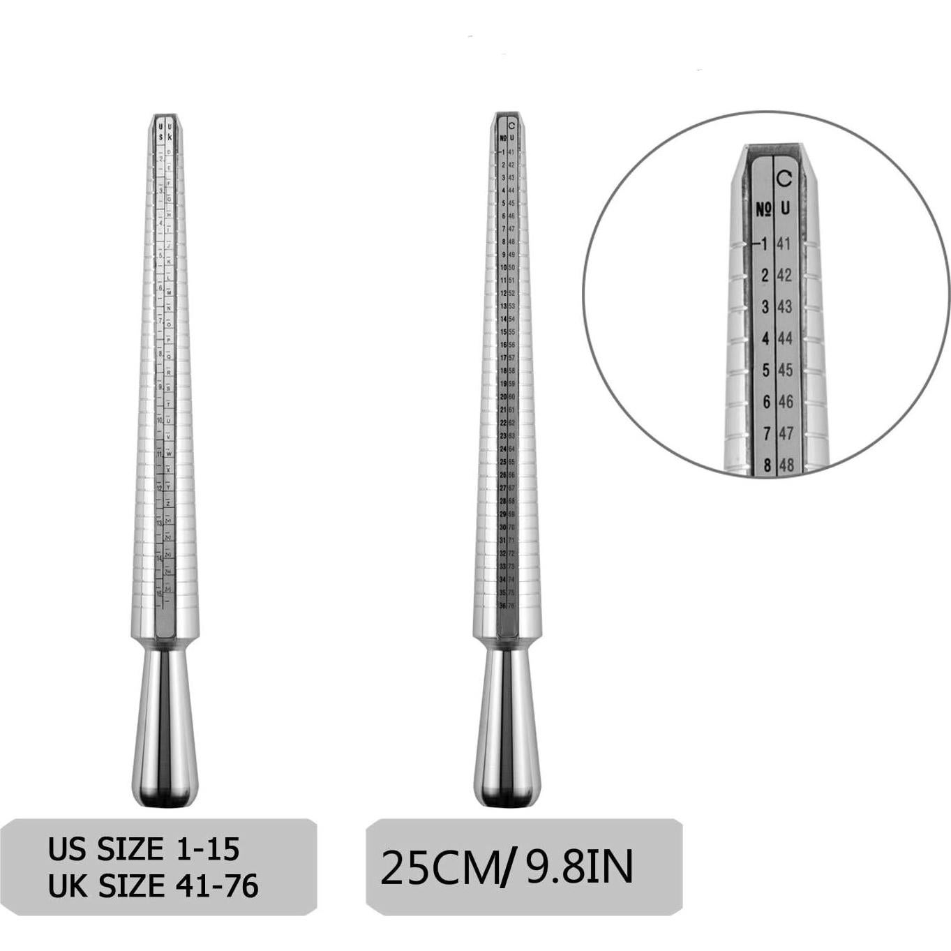 Mandril Medición Talla Anillo OKREVIEW 27 Pcs Metálico