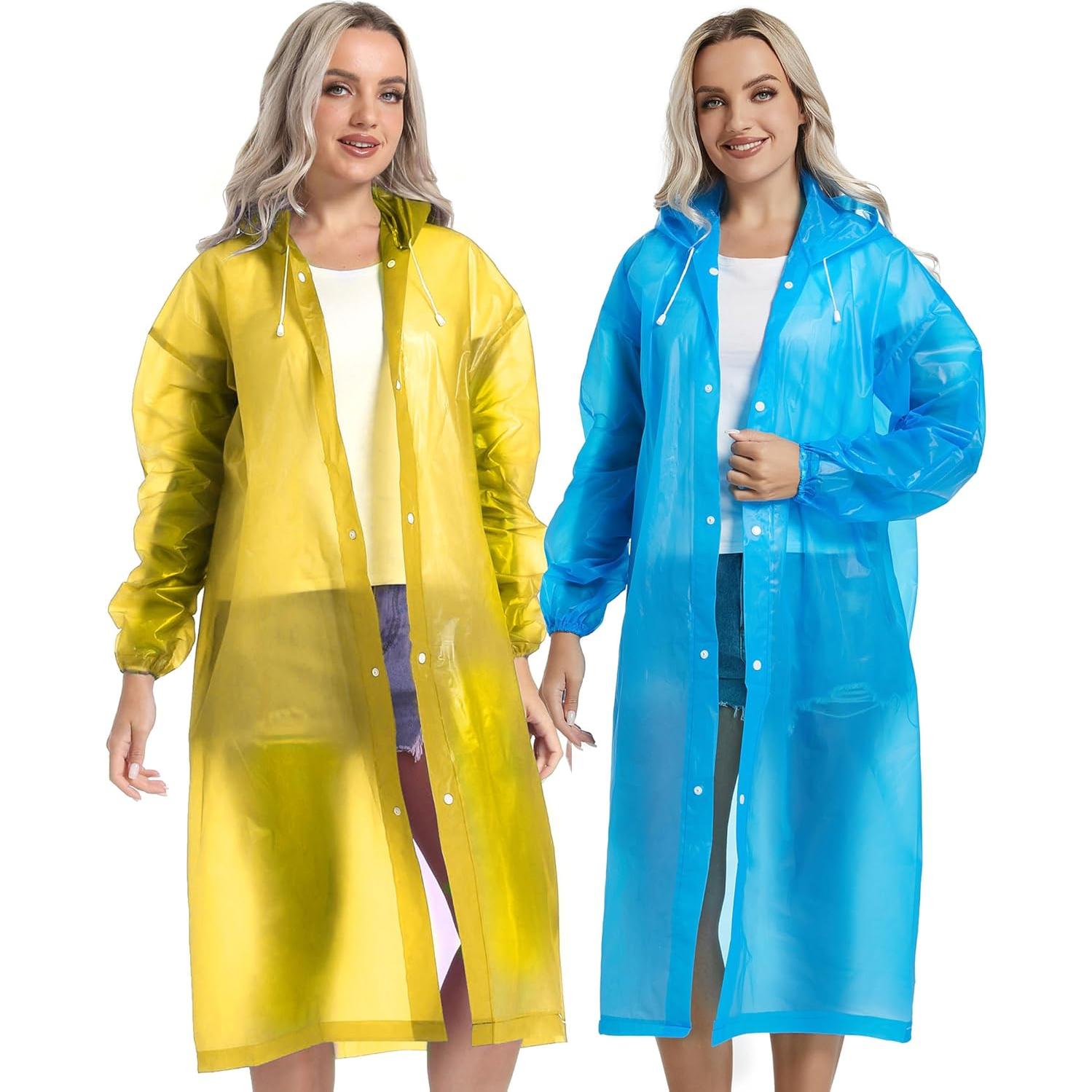 Ponchos de Lluvia Reutilizables Borogo 2PCS Unisex Impermeables