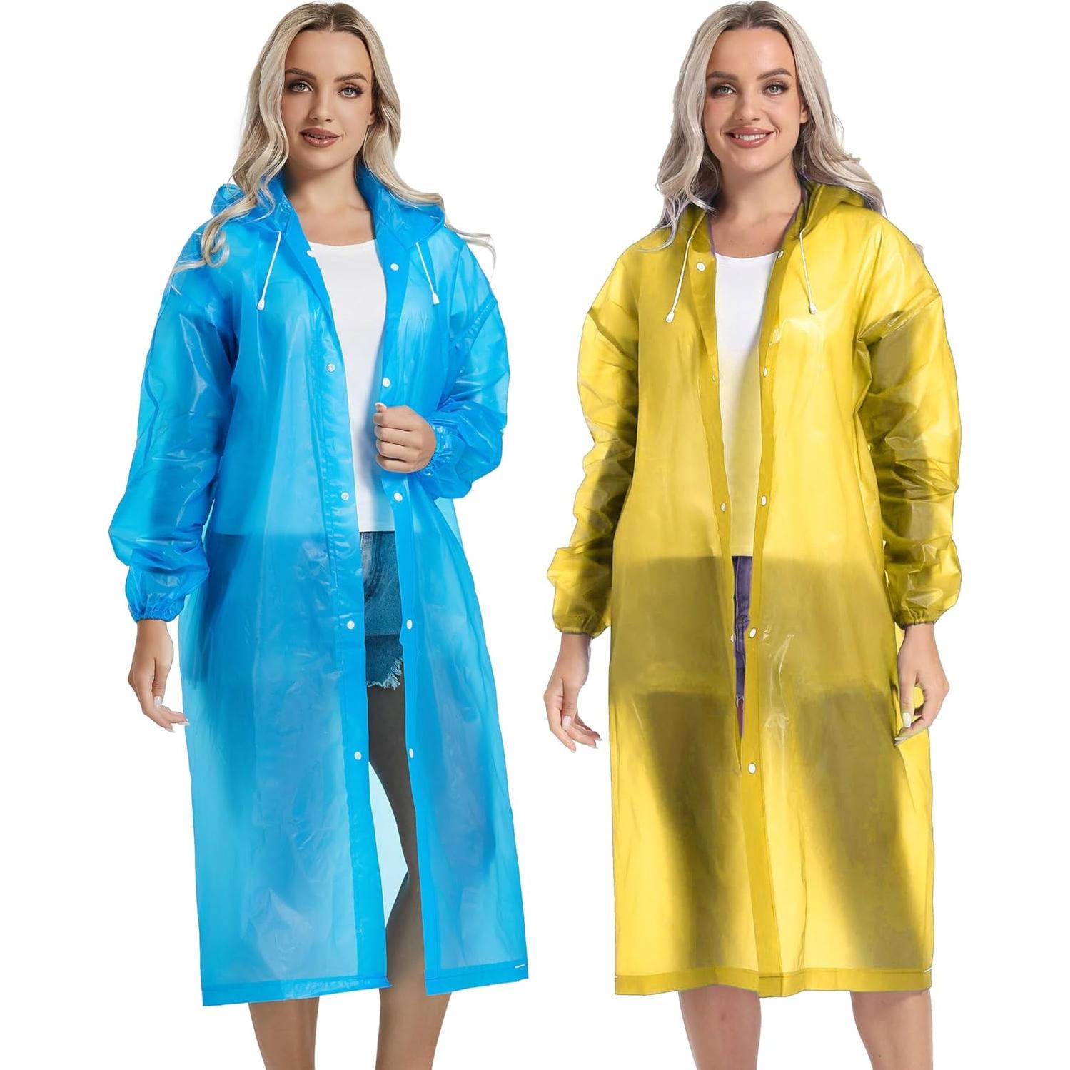 Ponchos de Lluvia Reutilizables Borogo 2PCS Unisex Impermeables