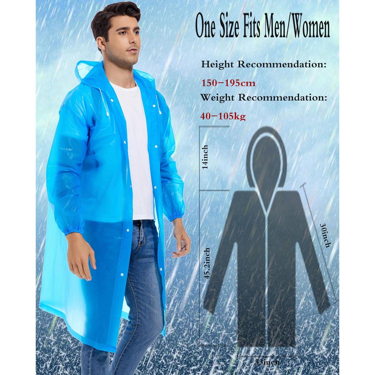 Ponchos de Lluvia Reutilizables Borogo 2PCS Unisex Impermeables