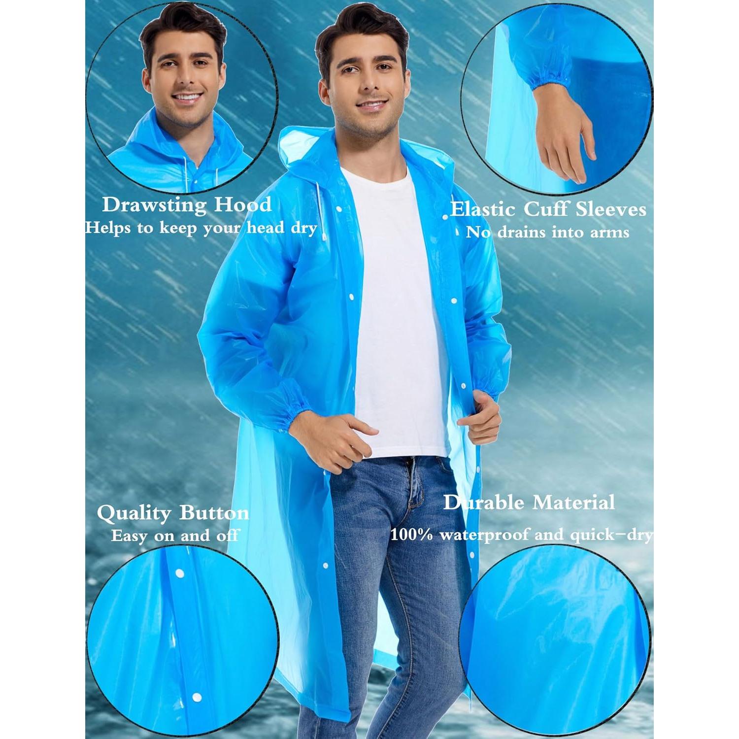 Ponchos de Lluvia Reutilizables Borogo 2PCS Unisex Impermeables