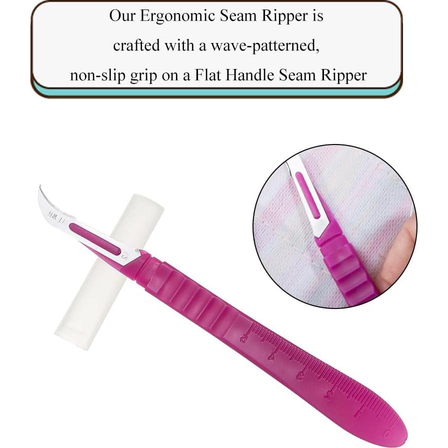 Desgarrador de Costura HAHIYO Rosa Ergonómico con Regla 13.5 cm