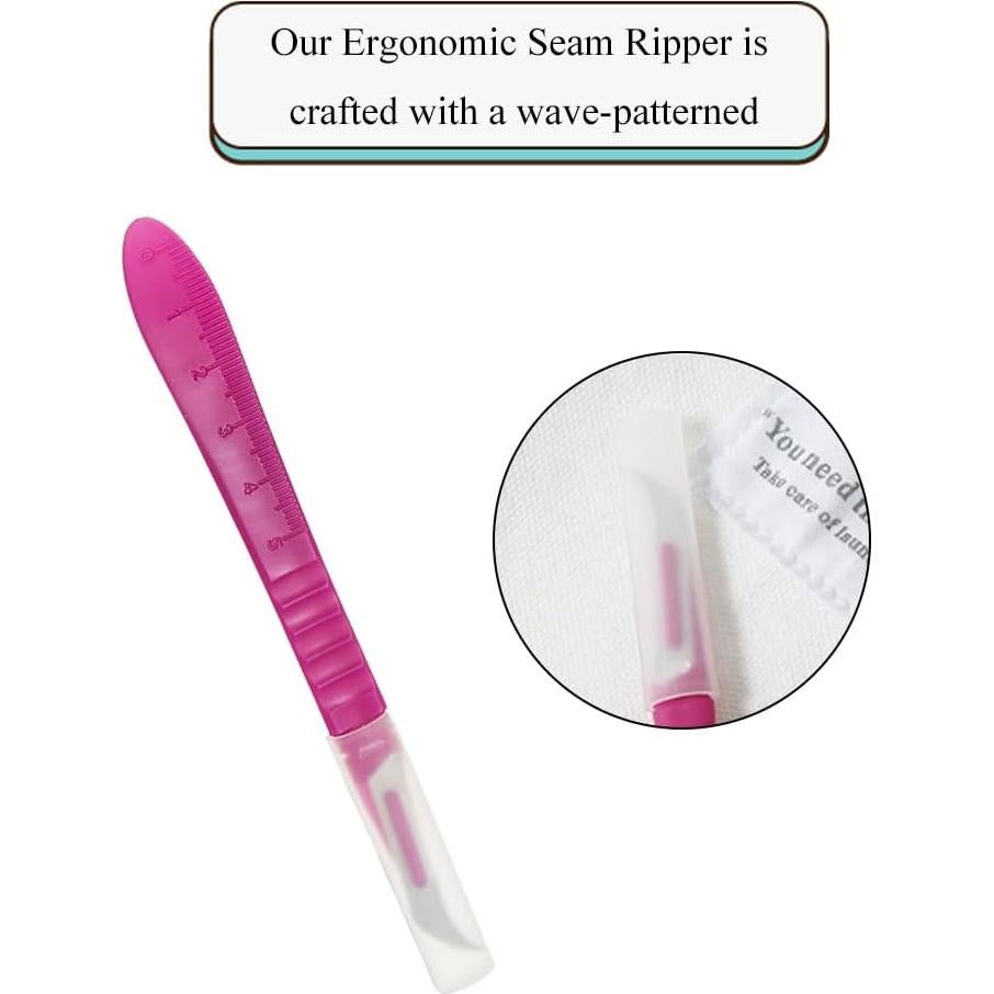 Desgarrador de Costura HAHIYO Rosa Ergonómico con Regla 13.5 cm