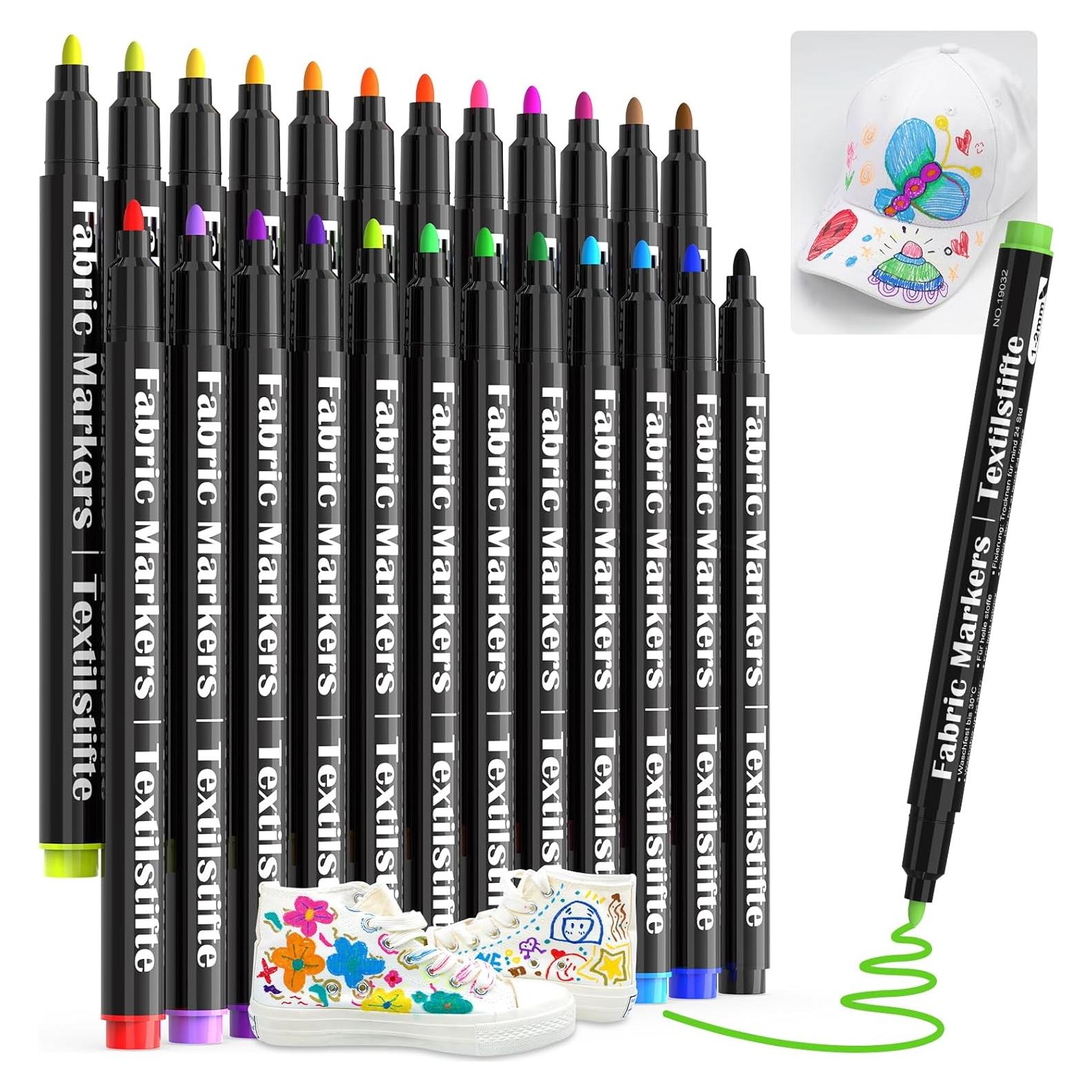 Marcadores de Tela JR.WHITE 24 Colores Permanentes Punta Fina