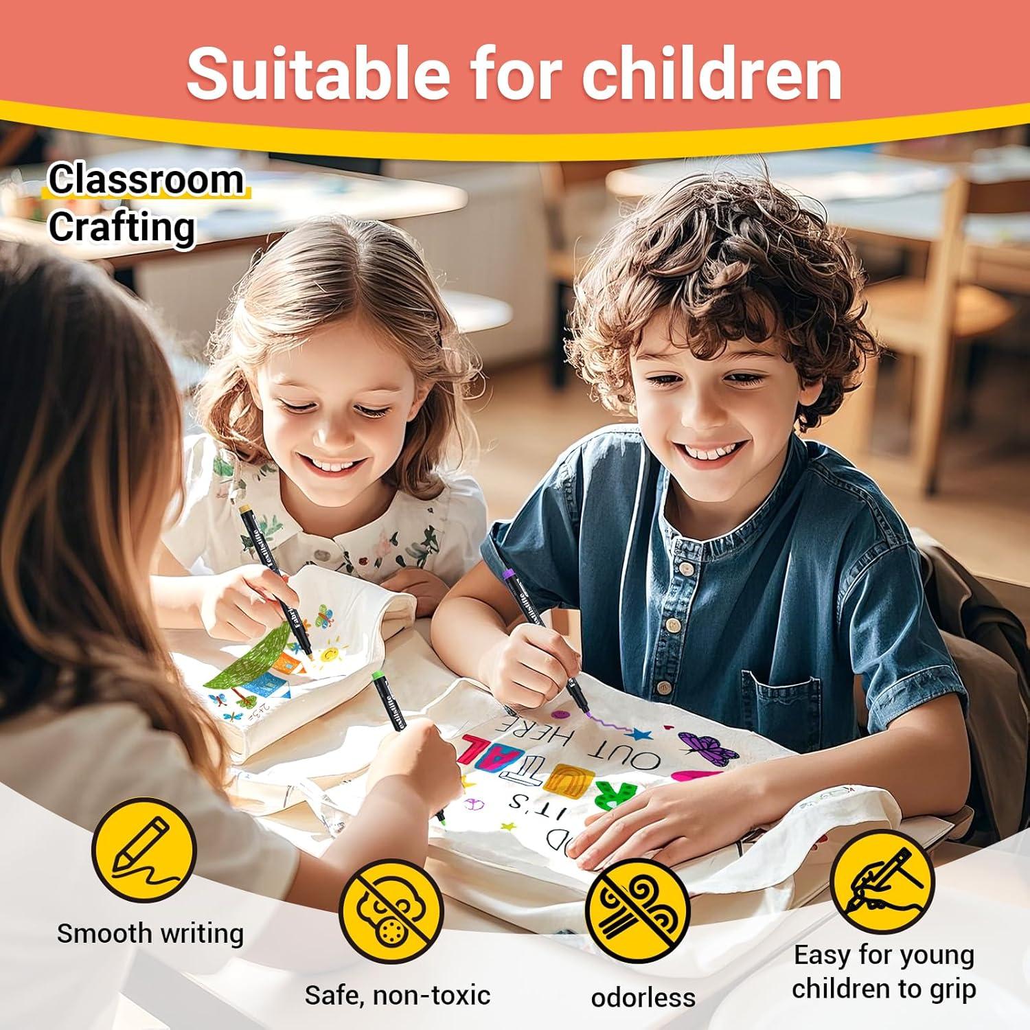 Marcadores de Tela JR.WHITE 24 Colores Permanentes Punta Fina