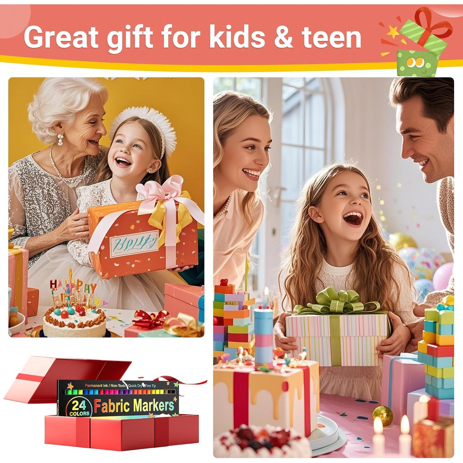 Marcadores de Tela JR.WHITE 24 Colores Permanentes Punta Fina