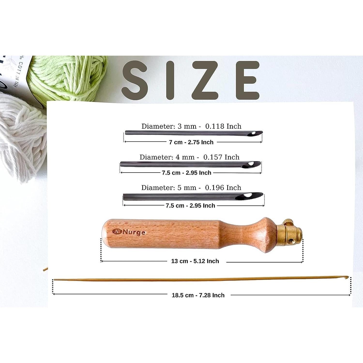 Set de Agujas de Punch Nurge 3-4-5mm con Mango de Madera