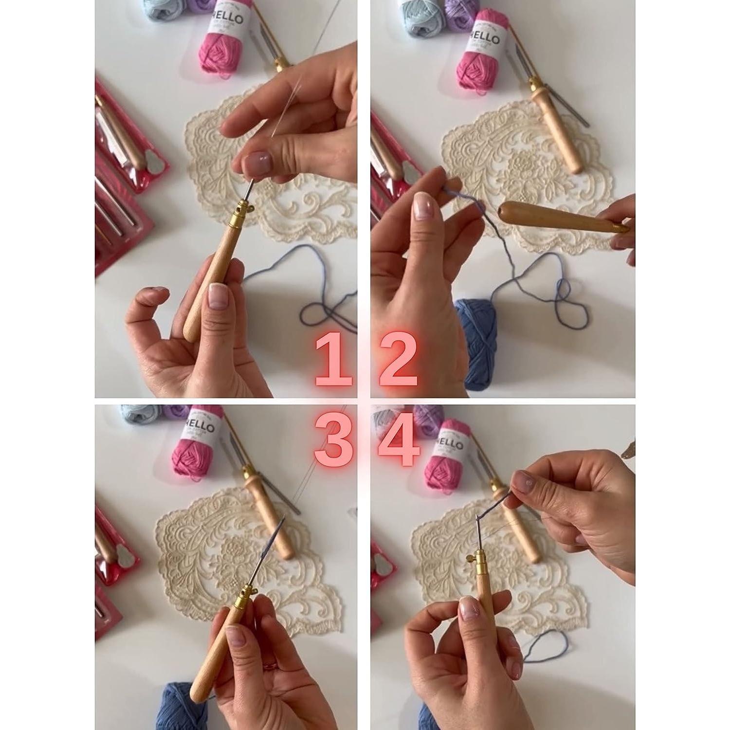 Set de Agujas de Punch Nurge 3-4-5mm con Mango de Madera