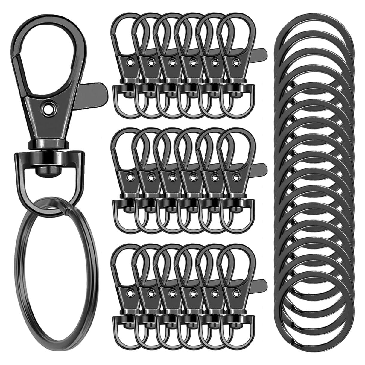 100 Ganchos de Llaveros Segauin con Anillos de Metal Negro