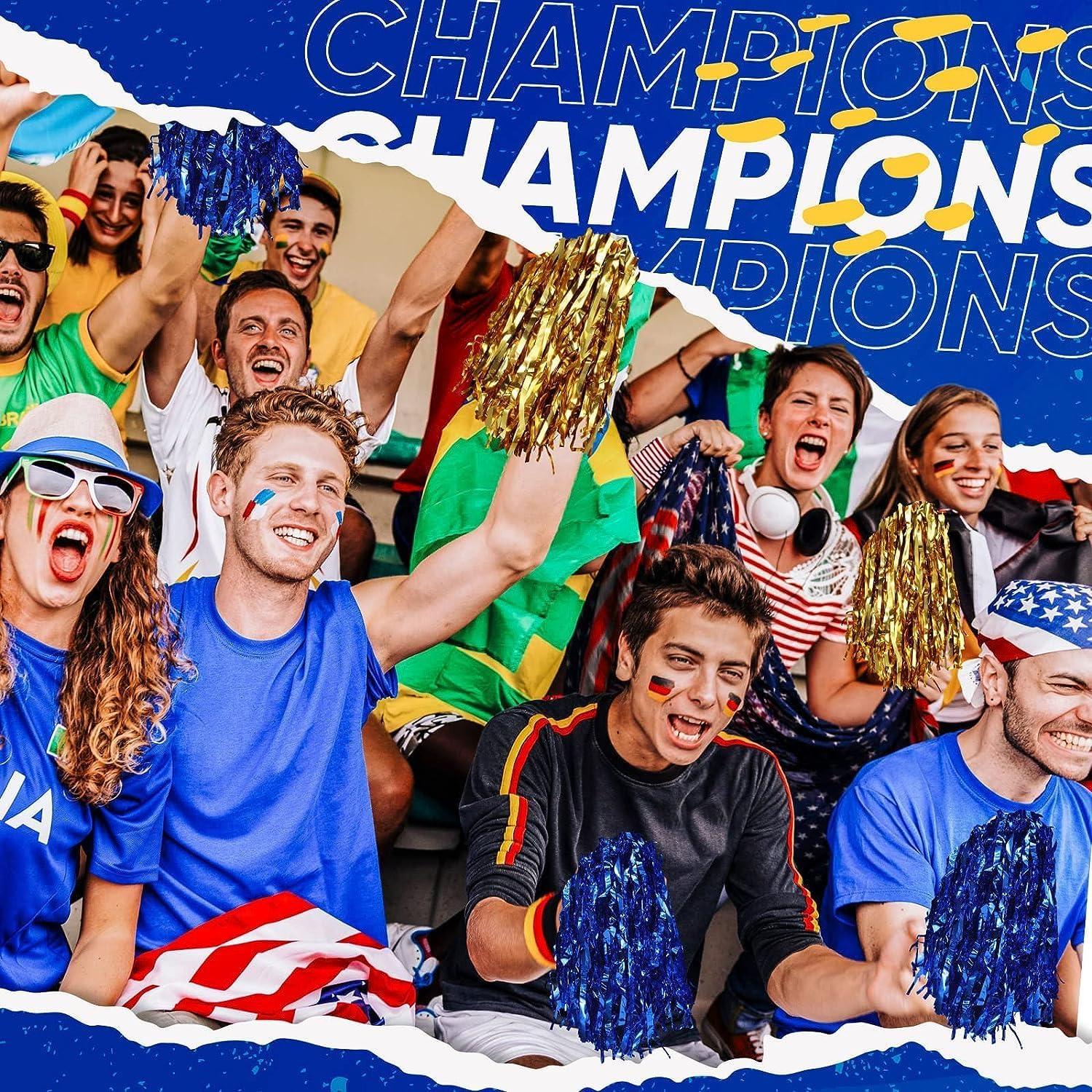 Pompones de Animación 12 Pcs Comicfs - Foil Metálico Azul