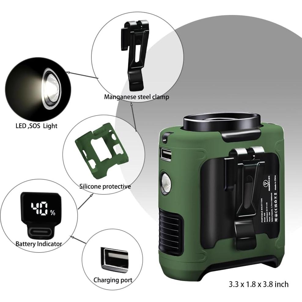 Ventilador Personal CAZOKASI K50 10000mAh Verde 5 en 1