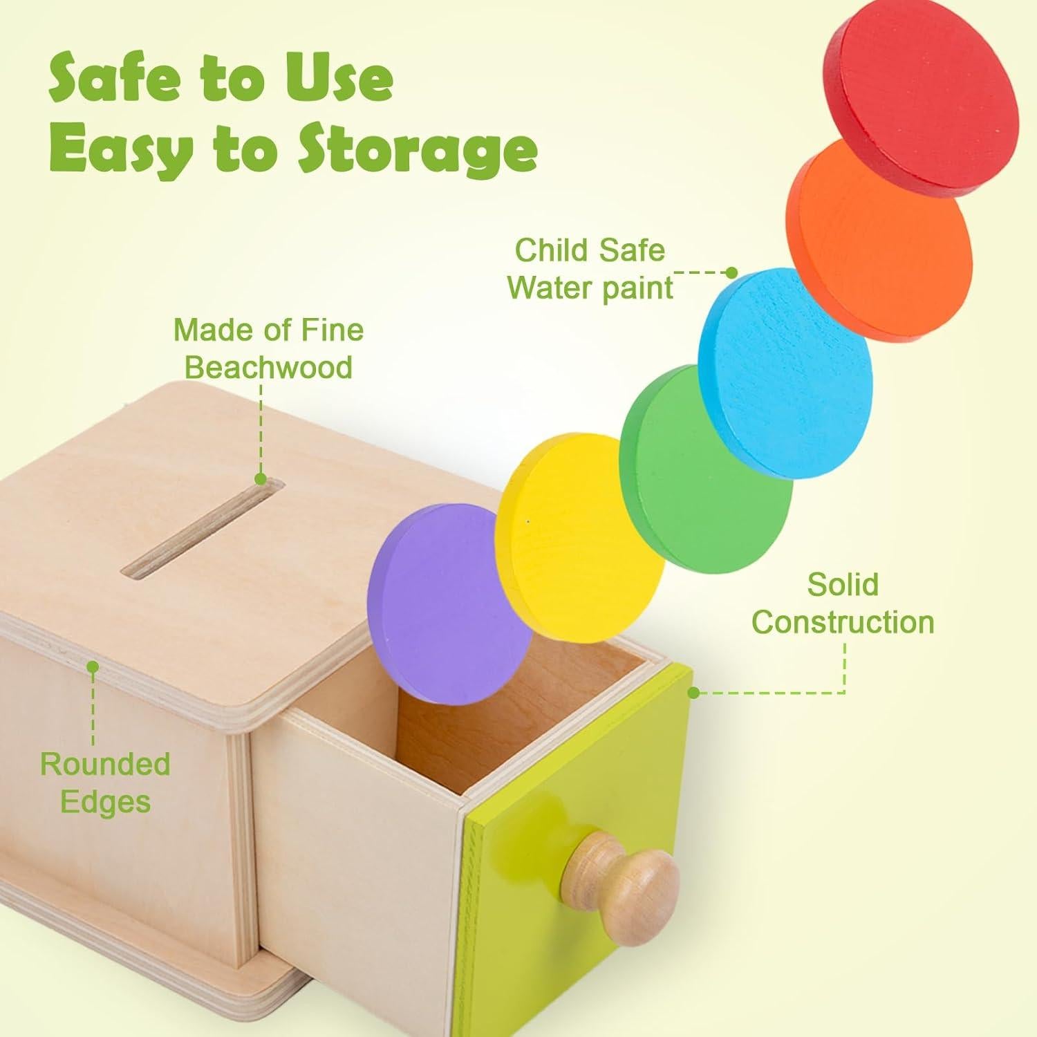 Caja de Monedas Montessori Adena - Juguete Educativo 6-12 Meses