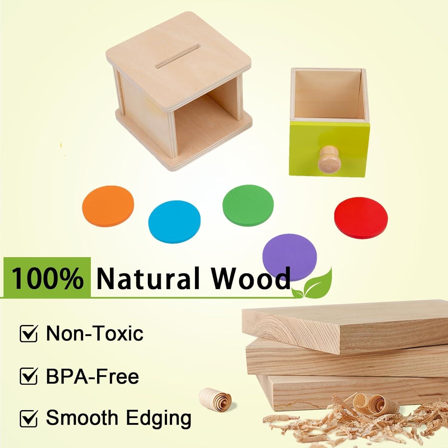 Caja de Monedas Montessori Adena - Juguete Educativo 6-12 Meses