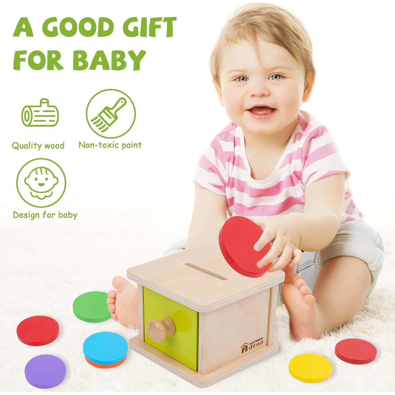 Caja de Monedas Montessori Adena - Juguete Educativo 6-12 Meses