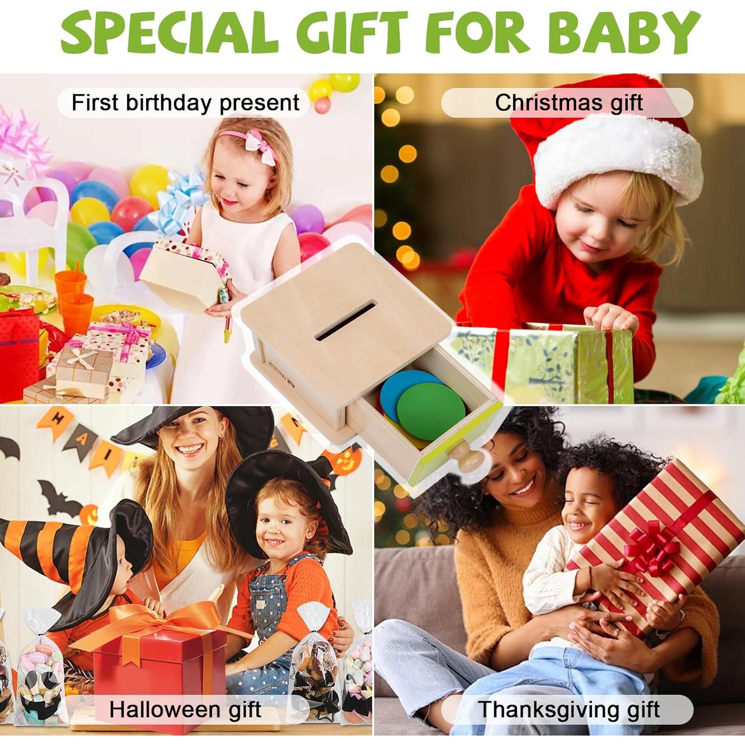 Caja de Monedas Montessori Adena - Juguete Educativo 6-12 Meses